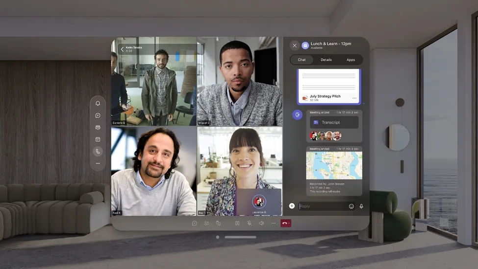 Microsoft Teams trên Apple Vision Pro với tính năng kiểm tra chính tả mới