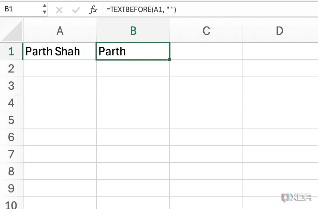 Minh họa cách dùng hàm TEXTAFTER và TEXTBEFORE để trích xuất văn bản trong Excel