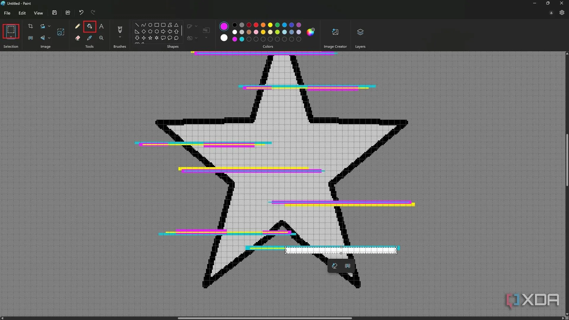 Minh họa cách tạo hiệu ứng glitch YCM thủ công bằng MS Paint