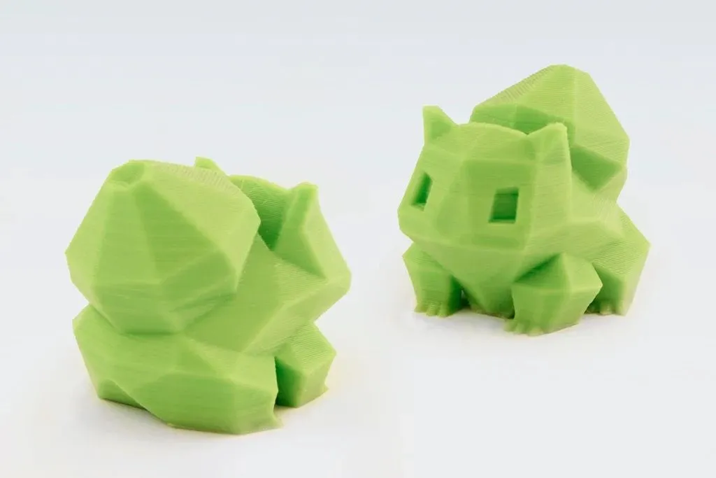 Mô hình Bulbasaur Low-poly kiểm tra độ sắc nét góc cạnh và đùn nhựa nhất quán