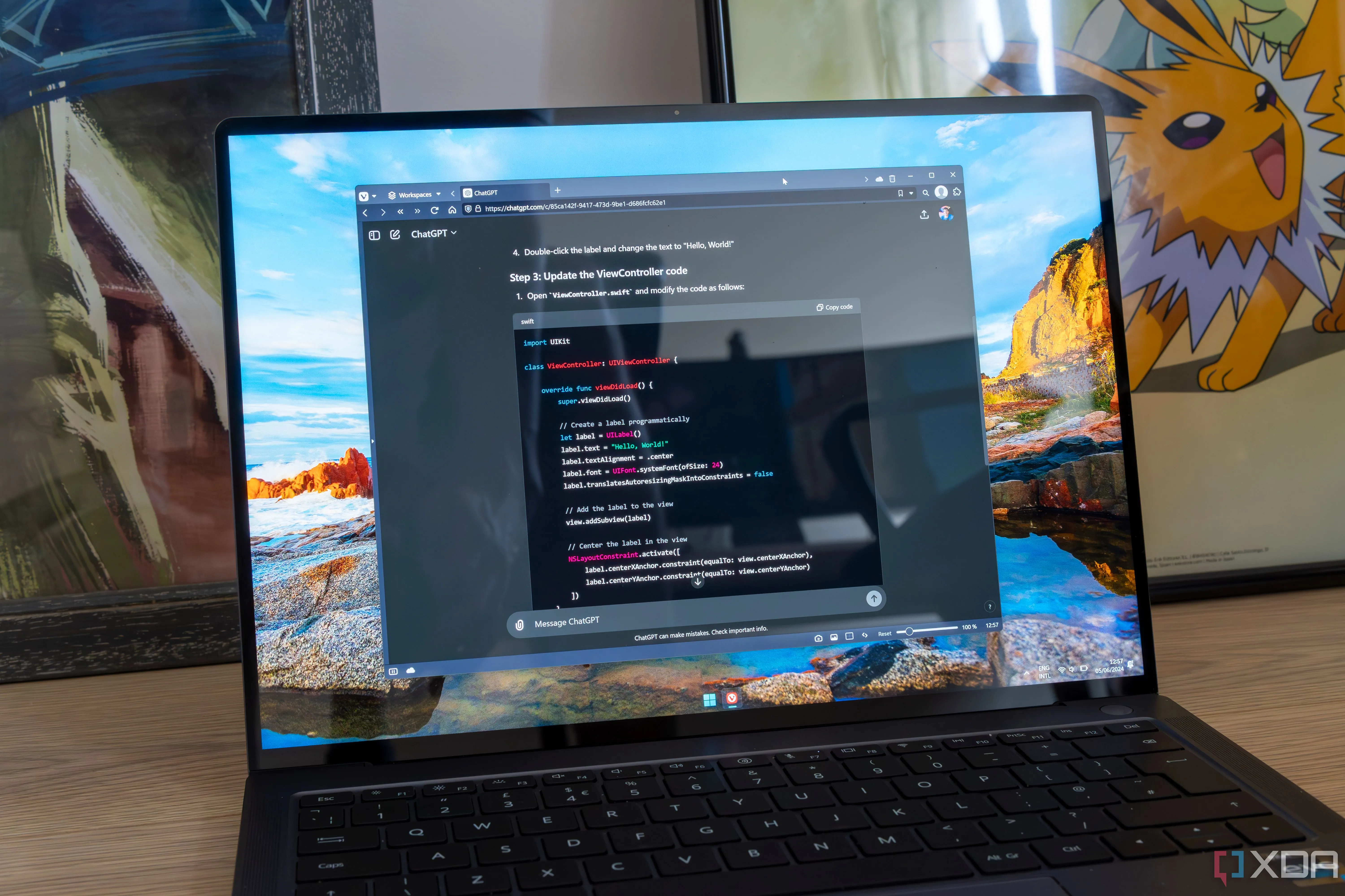 Mô hình ChatGPT hoạt động trên laptop Windows 11, minh họa khả năng tương tác của AI