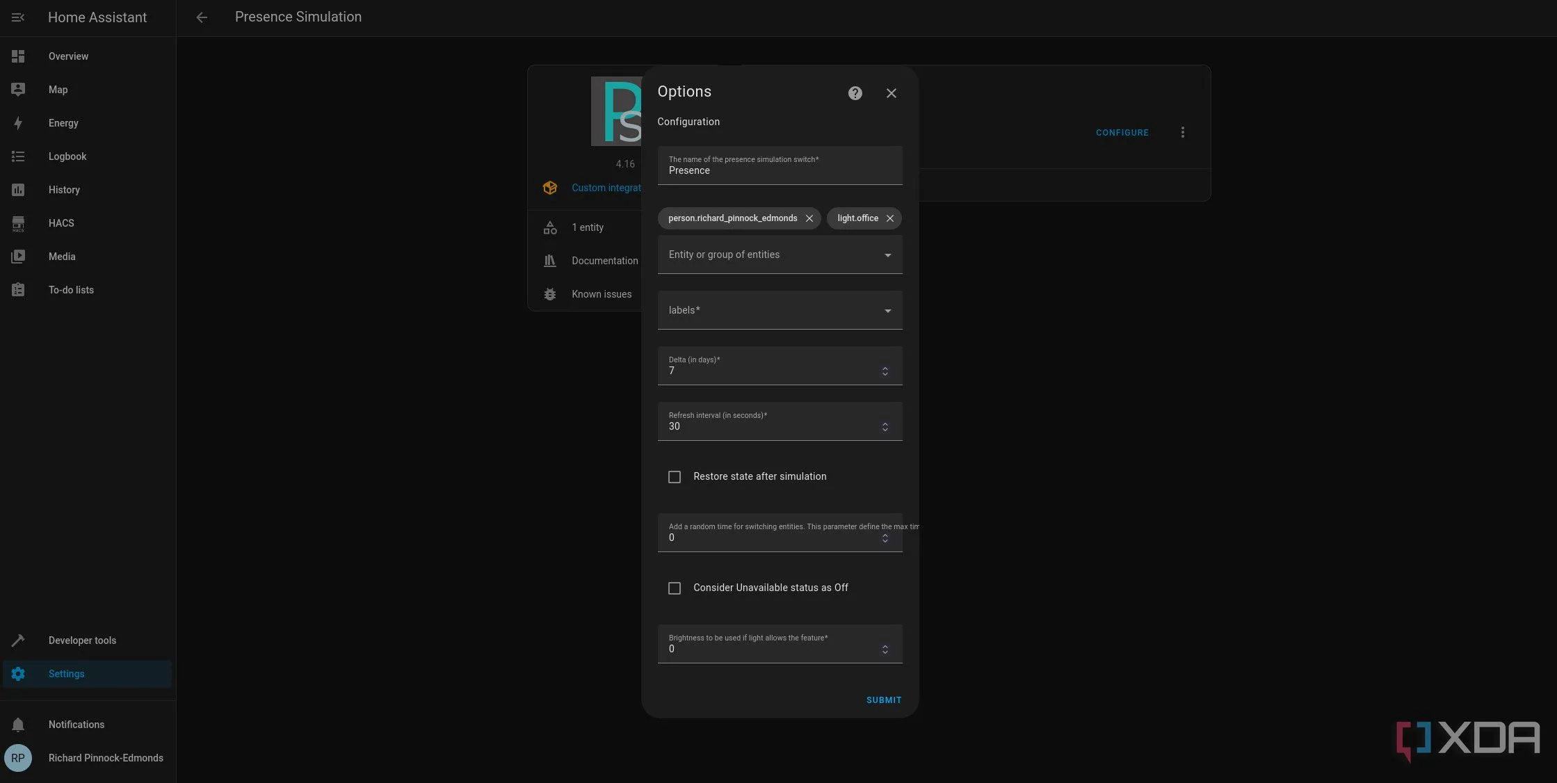 Mô phỏng hoạt động nhà thông minh bằng tích hợp Presence Simulation trong Home Assistant để chống trộm