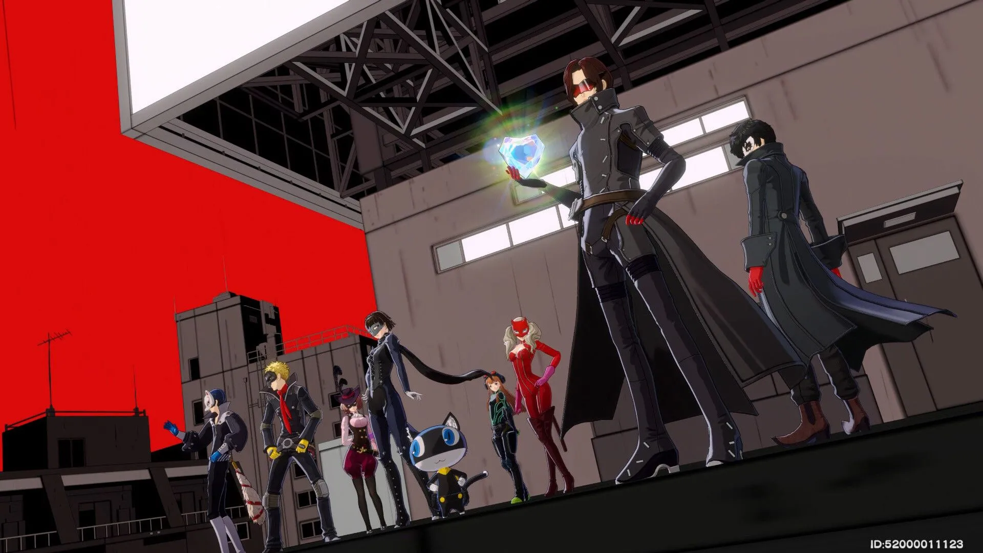 Một cảnh trong game Persona 5 The Phantom X, thể hiện giao diện chiến đấu hoặc khám phá thế giới.