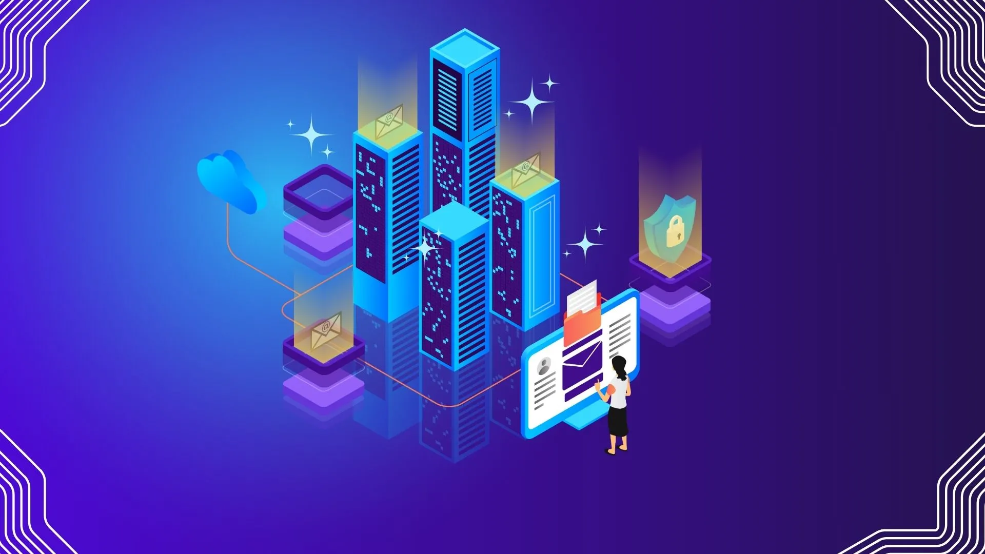 Một màn hình hiển thị các biểu tượng Docker container phổ biến cho server gia đình, nhấn mạnh lợi ích của container hóa trong quản lý ứng dụng