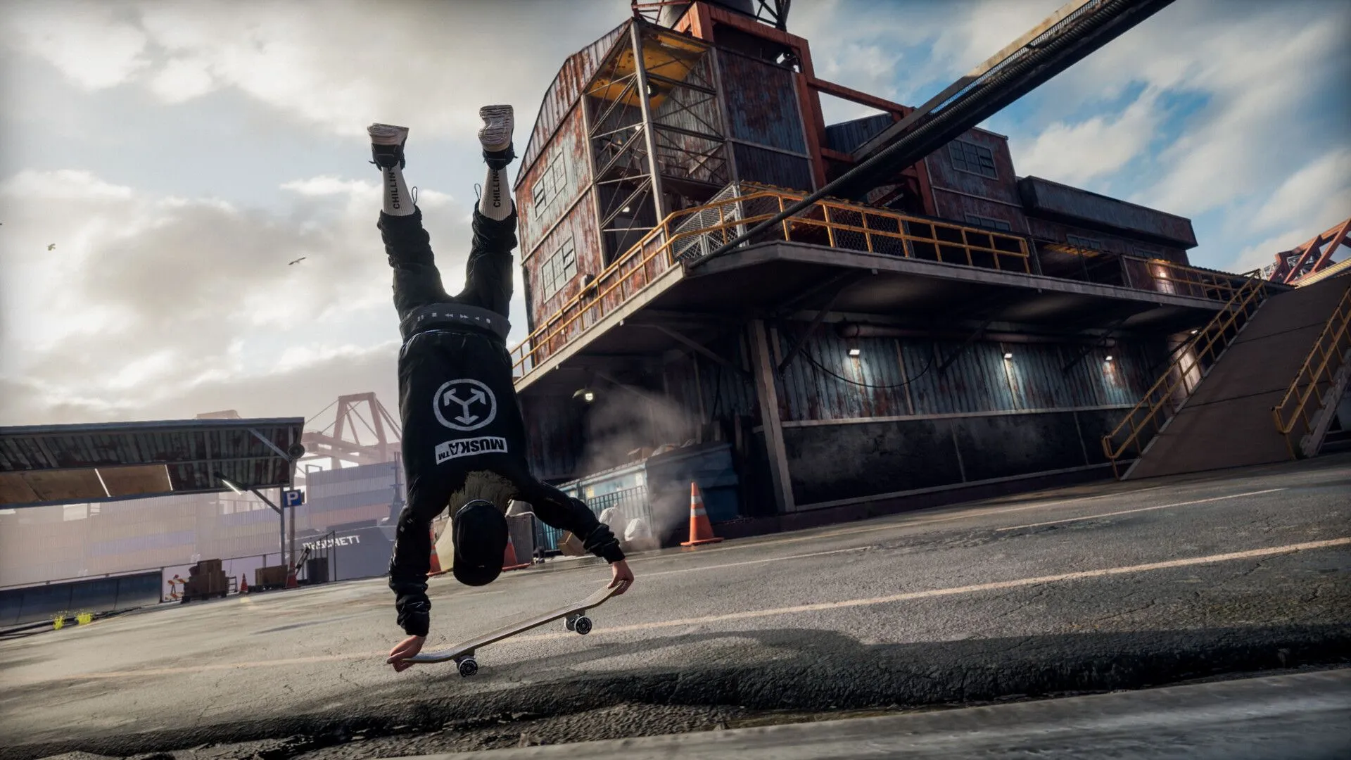 Một vận động viên trượt ván thực hiện trick trồng cây chuối ấn tượng trong Tony Hawk's Pro Skater 3 + 4.