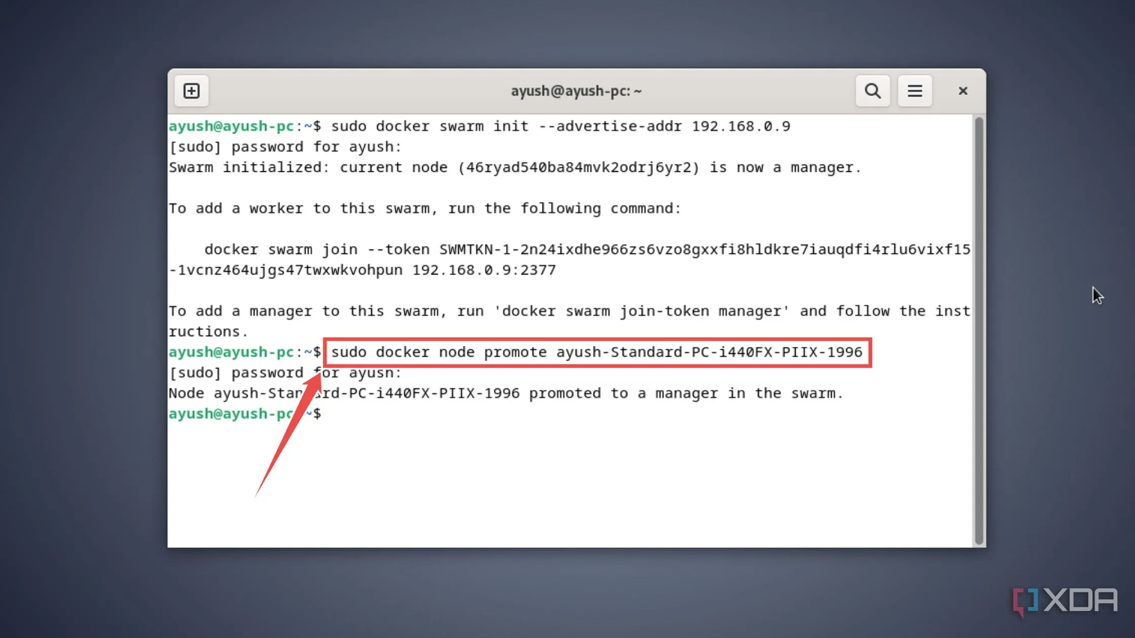 Nâng cấp quyền của một node worker lên node quản lý (manager) trong Docker Swarm
