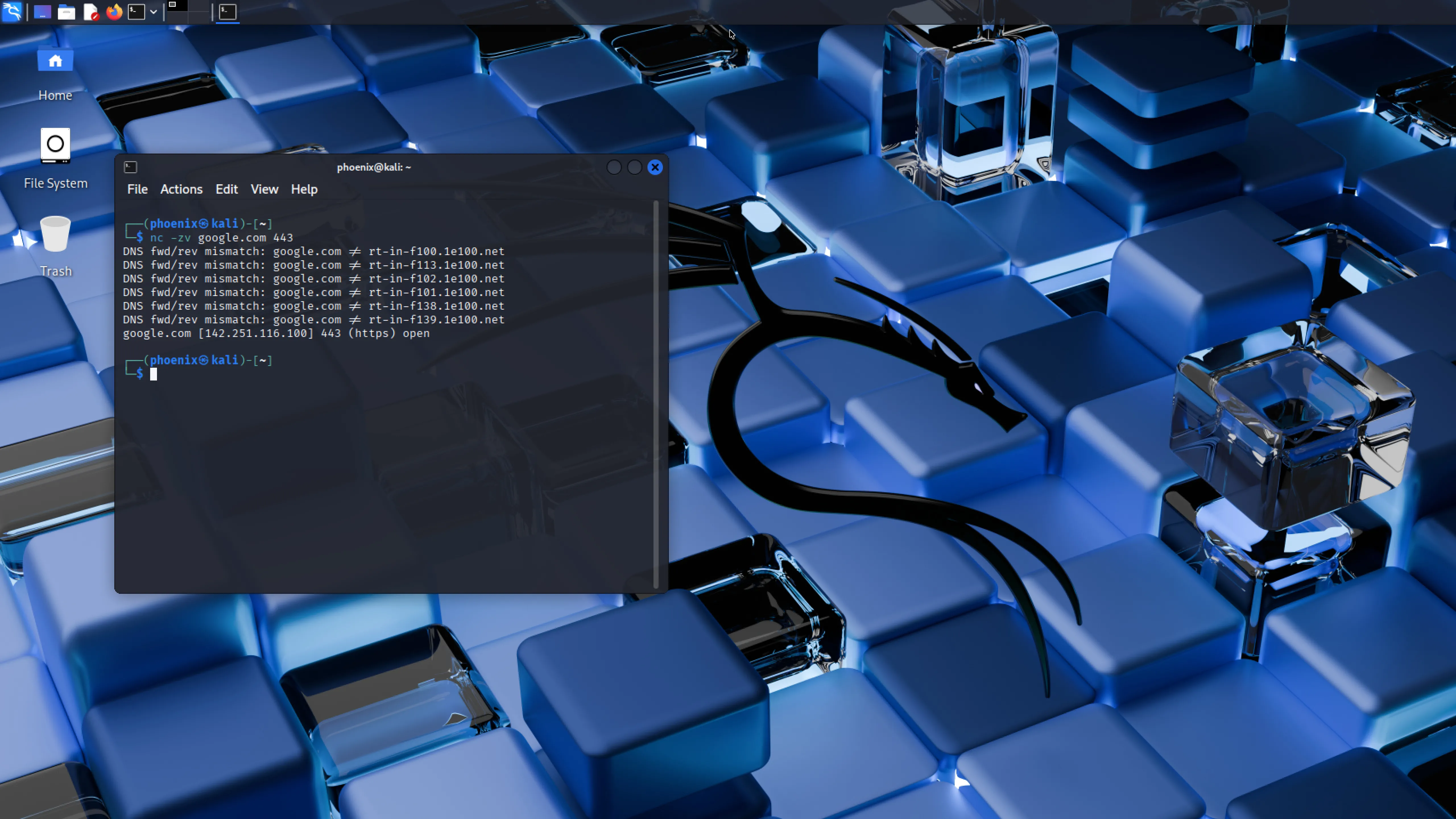 Netcat đang quét trên màn hình