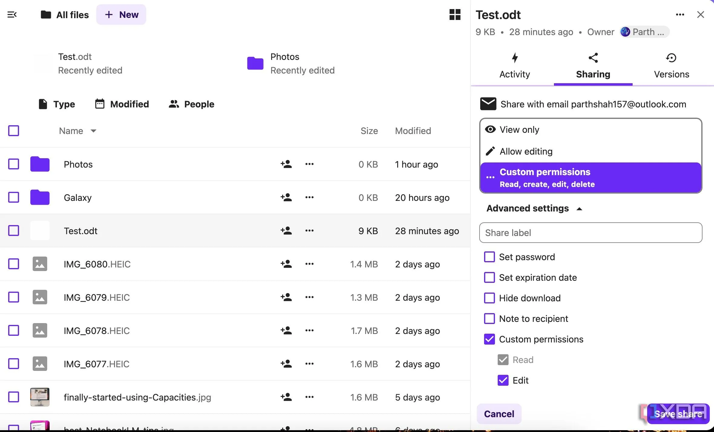 Nextcloud sharing