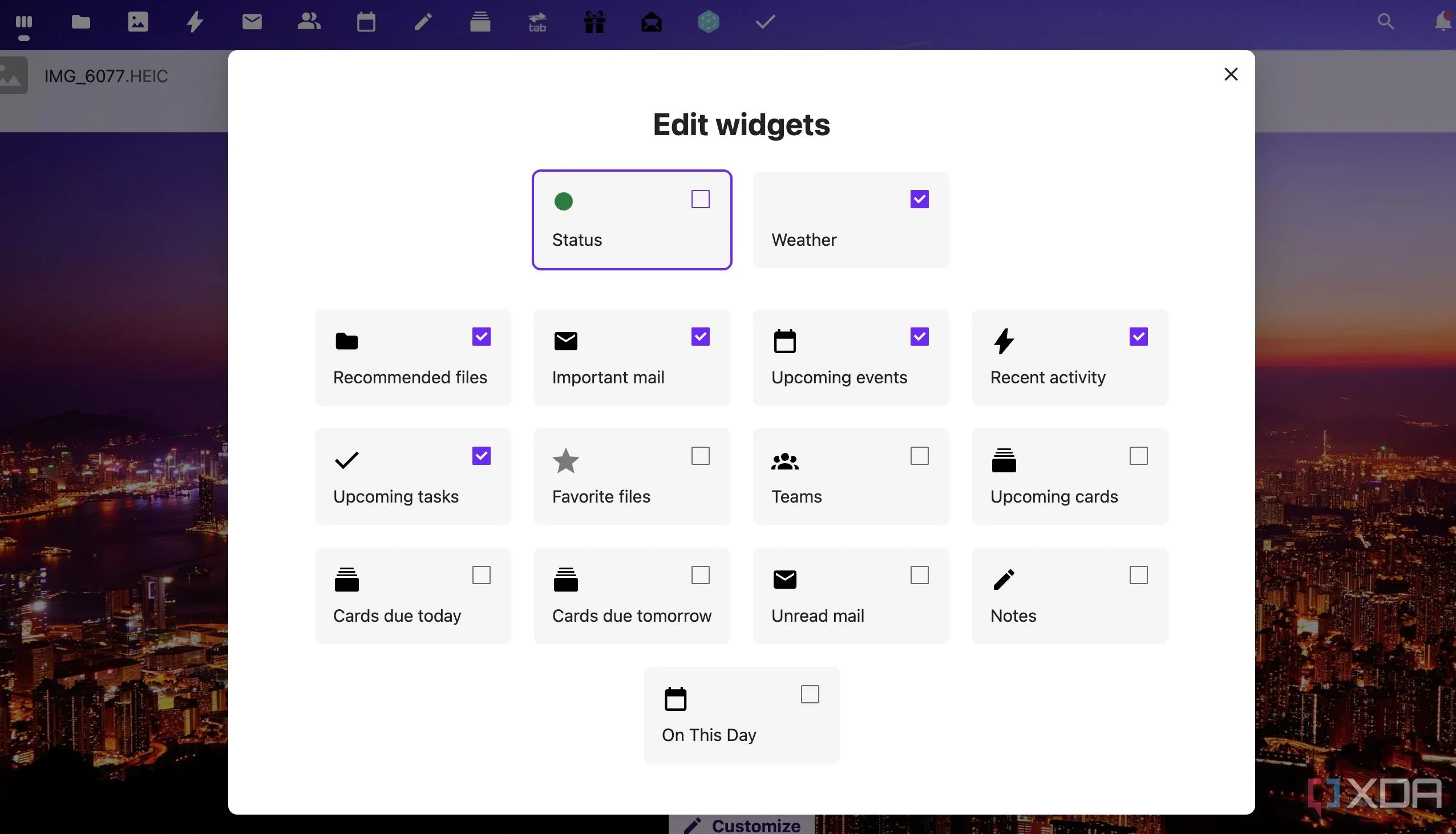 Nextcloud widgets