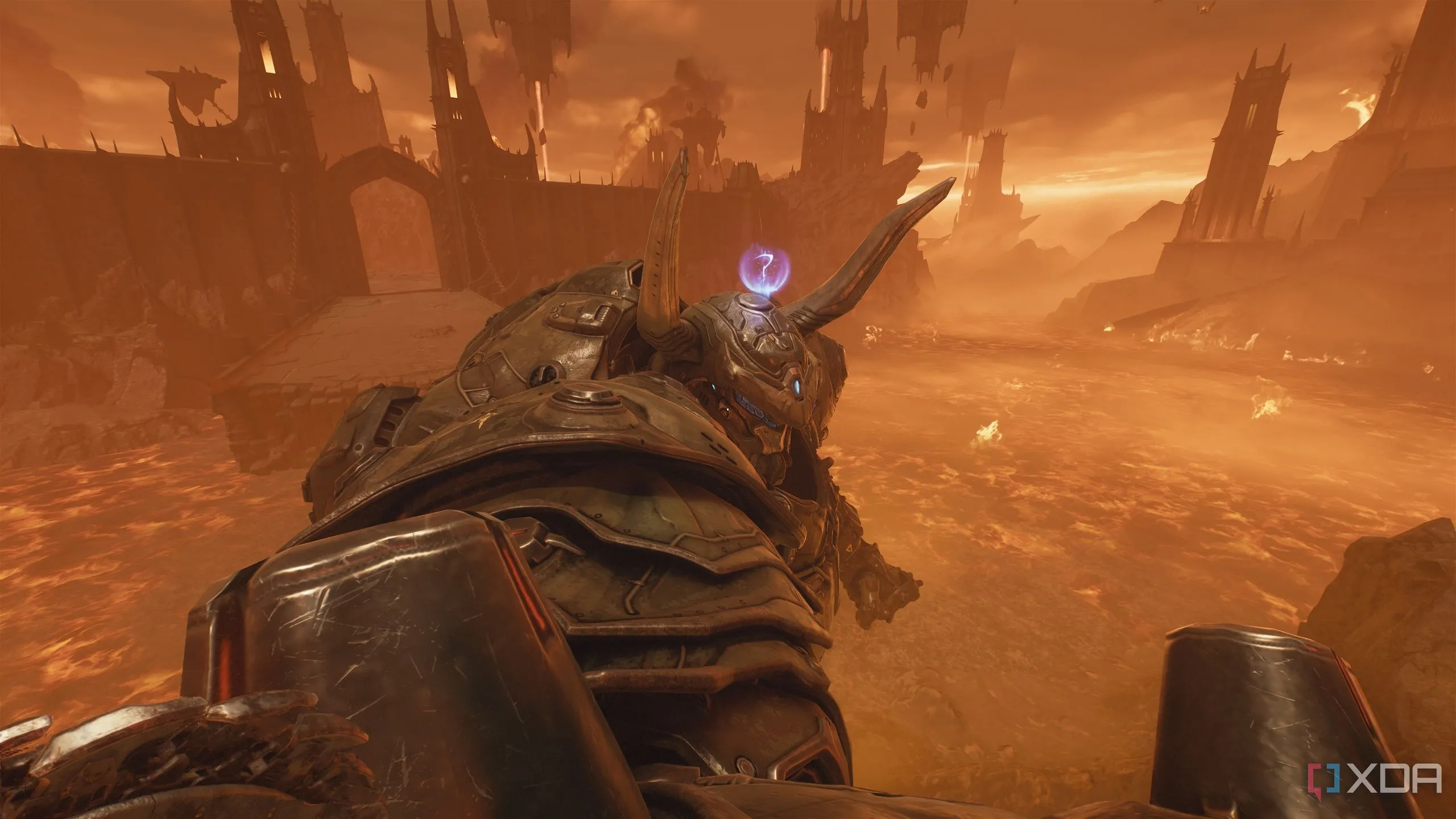 Người diệt Quỷ trên vai Atlan Mech, nơi chứa bí mật trong Doom The Dark Ages Màn 11