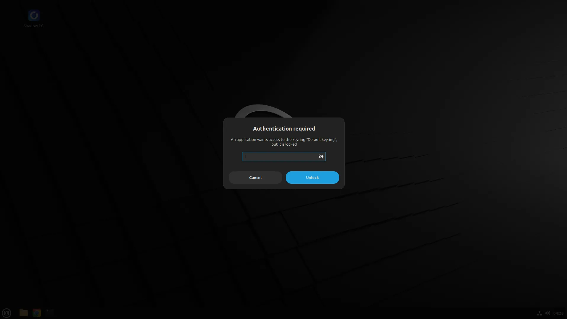 Người dùng nhập mật khẩu trên màn hình bảo mật Linux Mint