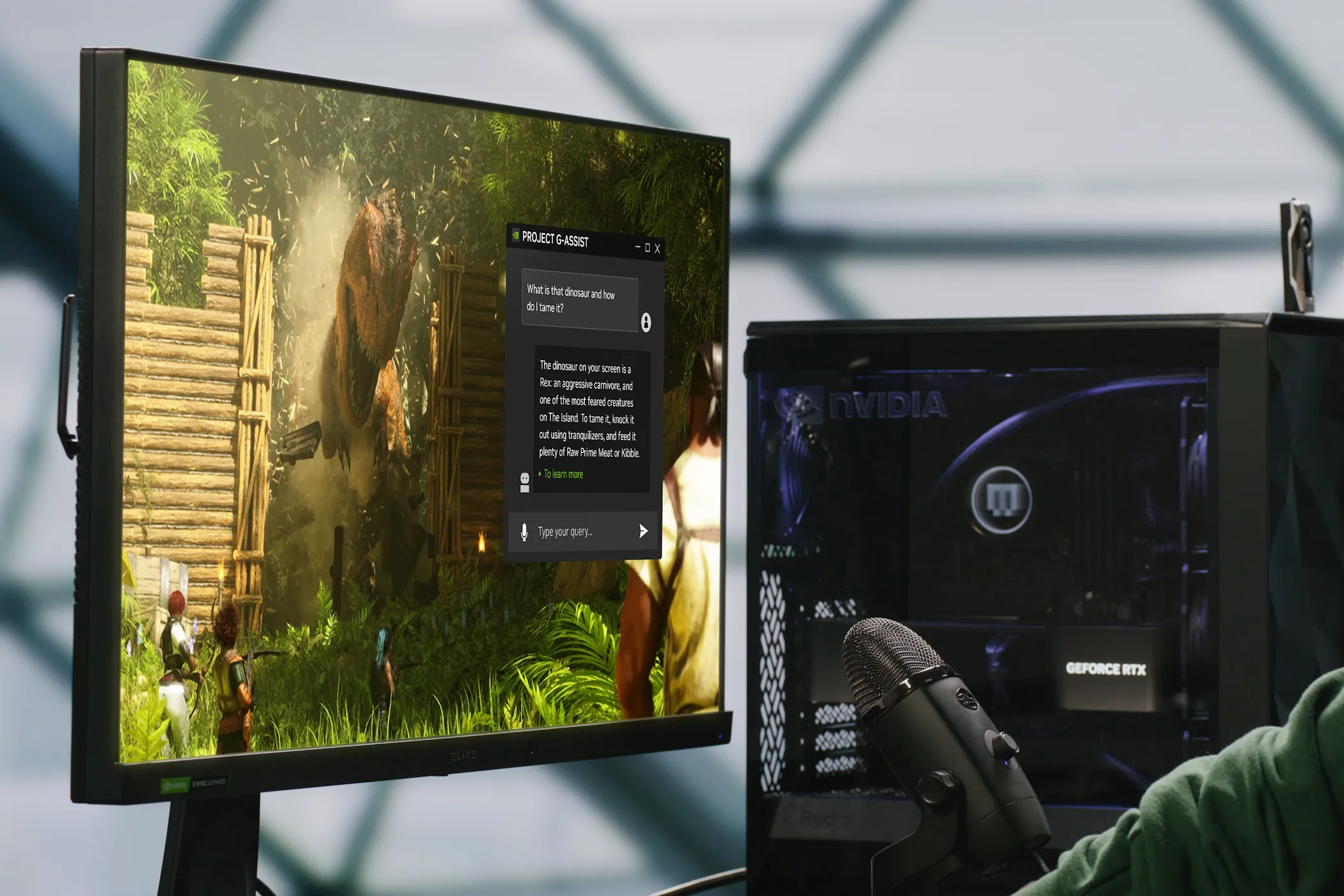 Người dùng trải nghiệm tính năng G-Assist của Nvidia trên PC, thể hiện tiềm năng của trợ lý AI trong chơi game.
