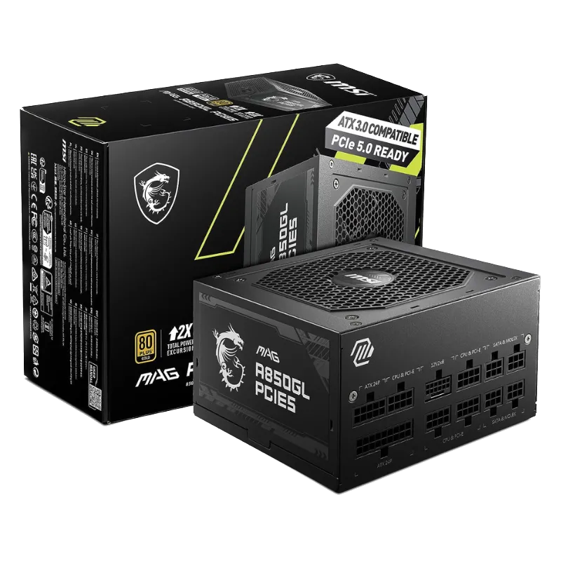 Nguồn máy tính MSI MAG A850GL, một lựa chọn 850W 80+ Gold hiệu quả cho PC gaming hiện đại