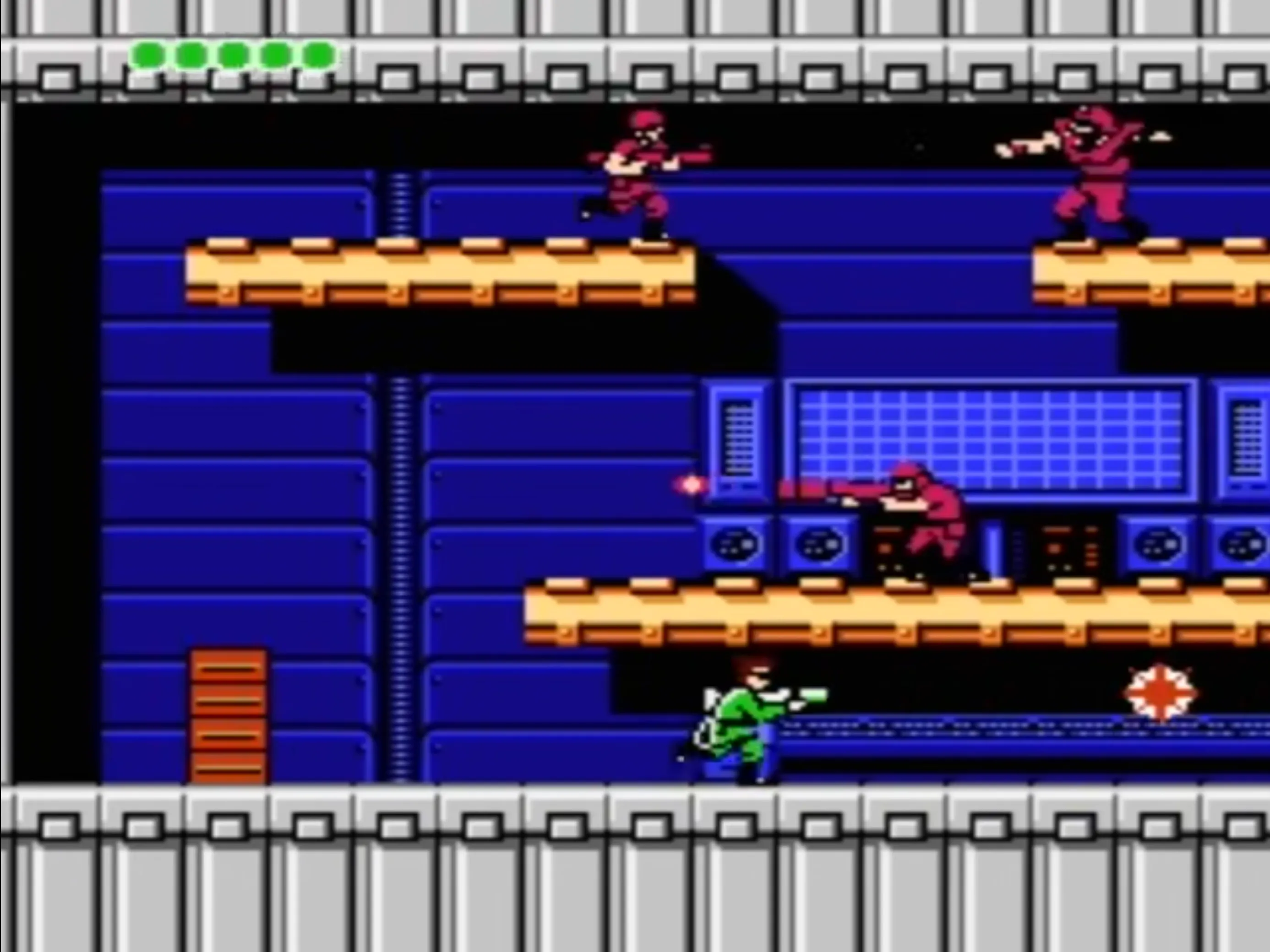 Nhân vật chính của Bionic Commando trên NES sử dụng tay robot để đu bám qua các chướng ngại vật
