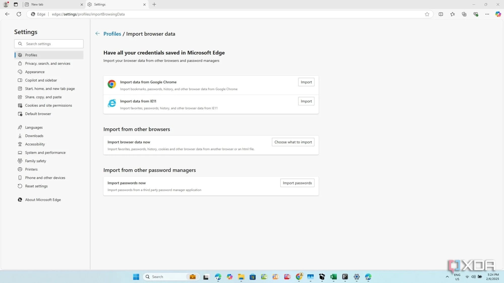 Nhập dữ liệu từ Chrome vào Microsoft Edge