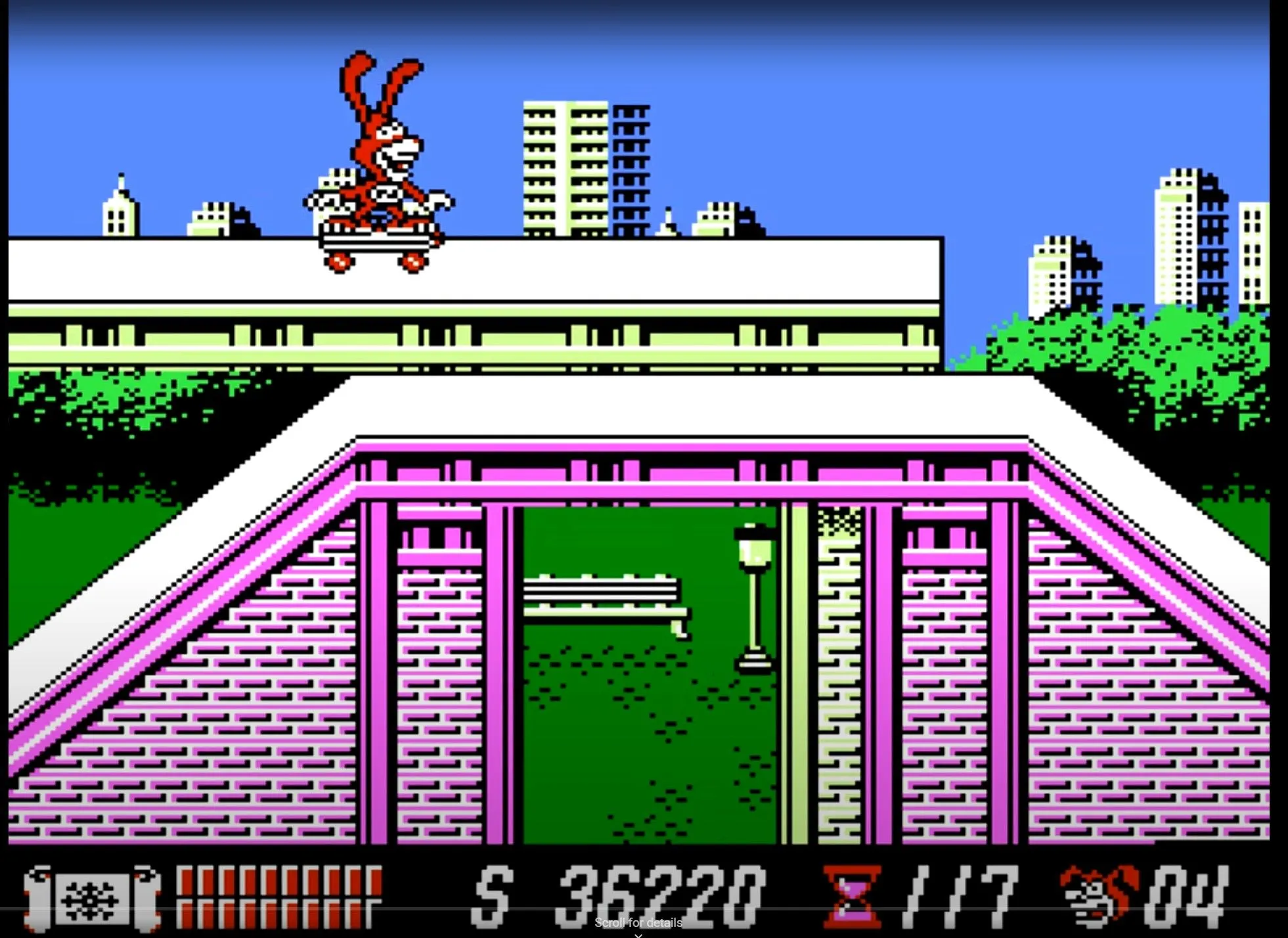 Noid trượt ván trong Yo! Noid trên NES, một game platformer dựa trên linh vật