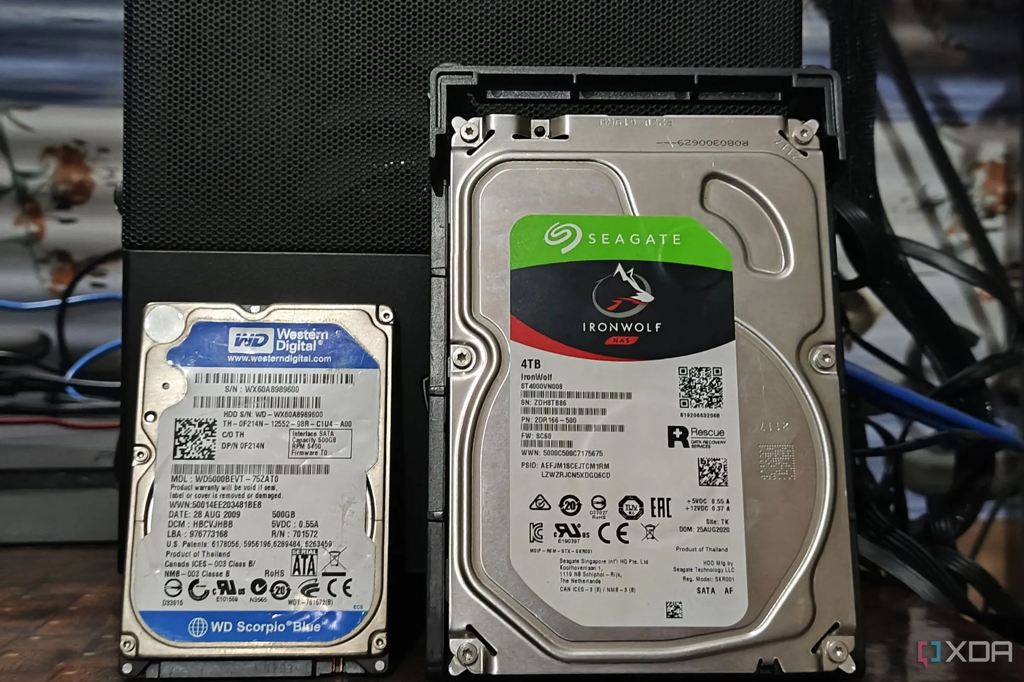 Ổ cứng HDD Seagate IronWolf NAS 4TB và WD Blue 500GB minh họa sự khác biệt giữa SSD và HDD