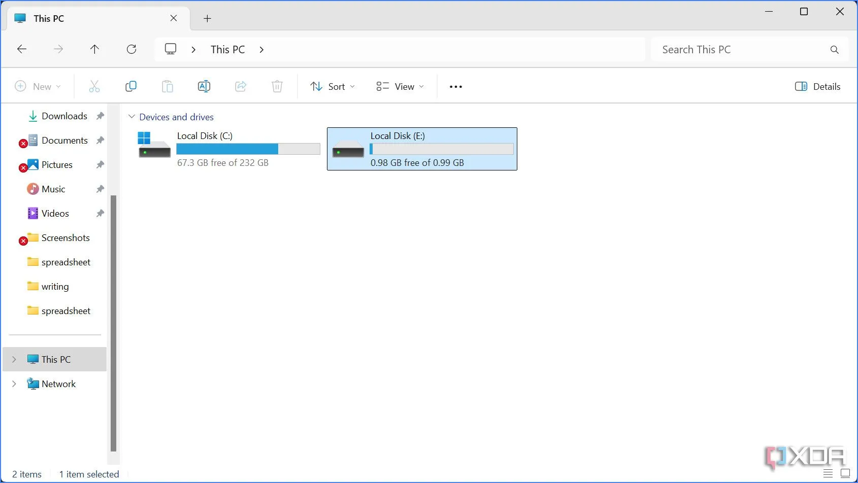 Ổ đĩa RAM ảo mới được tạo hiển thị trong Windows Explorer, sẵn sàng để người dùng truy cập và sử dụng như một ổ đĩa vật lý thông thường.
