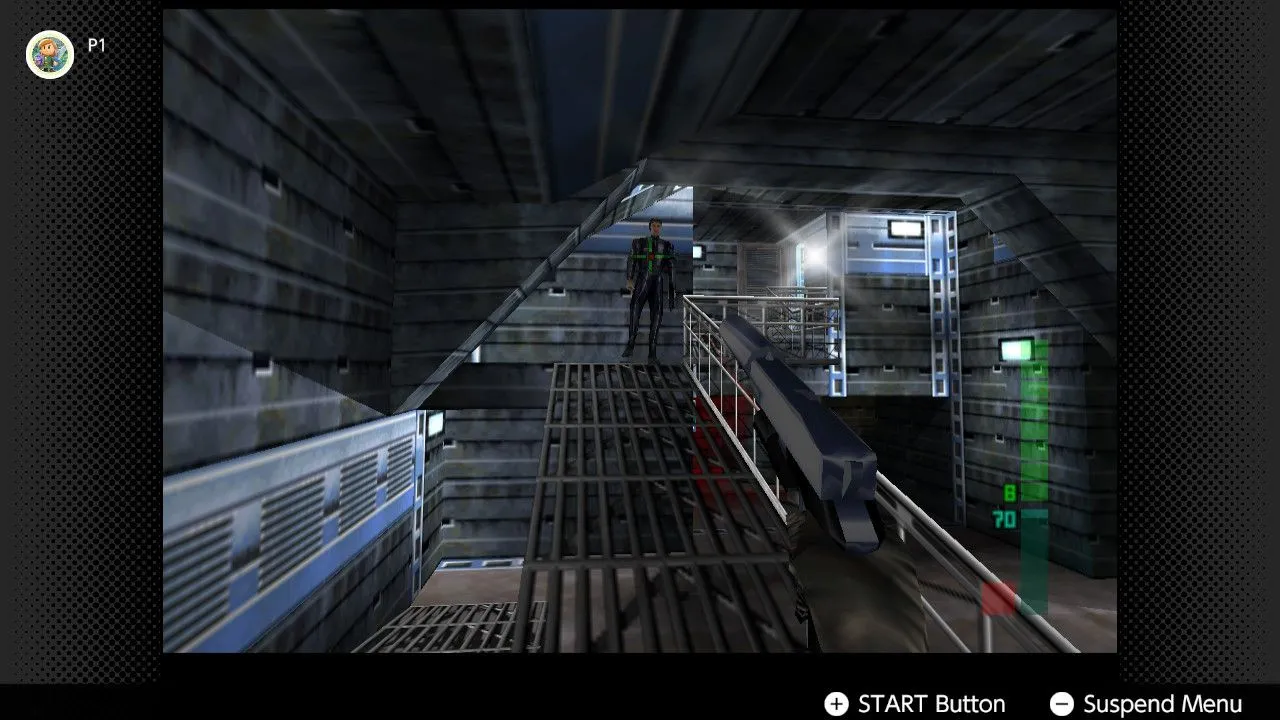 Perfect Dark gameplay trên Nintendo Switch, thể hiện trải nghiệm bắn súng góc nhìn thứ nhất độc đáo của N64
