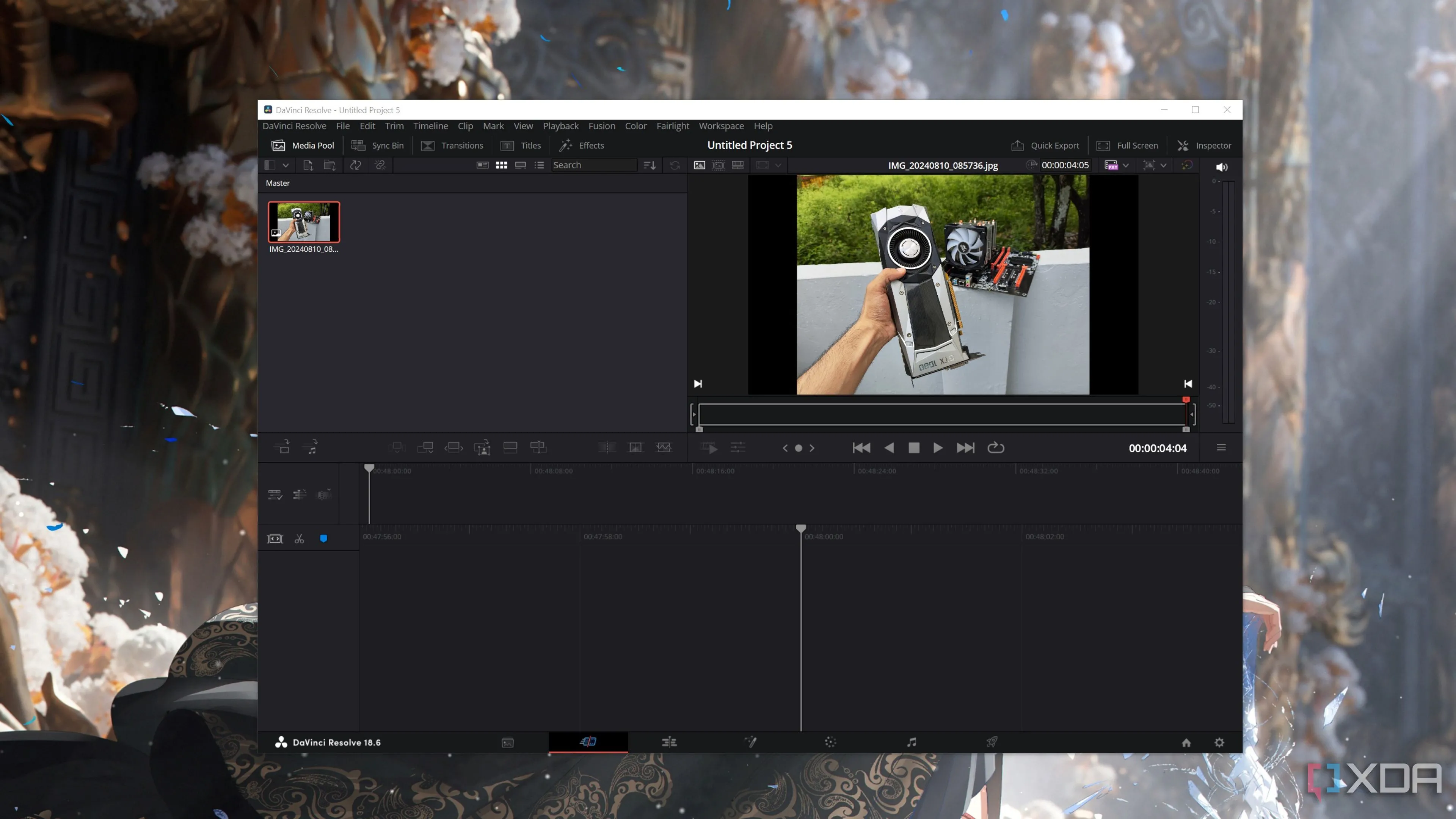 Phần mềm DaVinci Resolve đang chạy trên một PC
