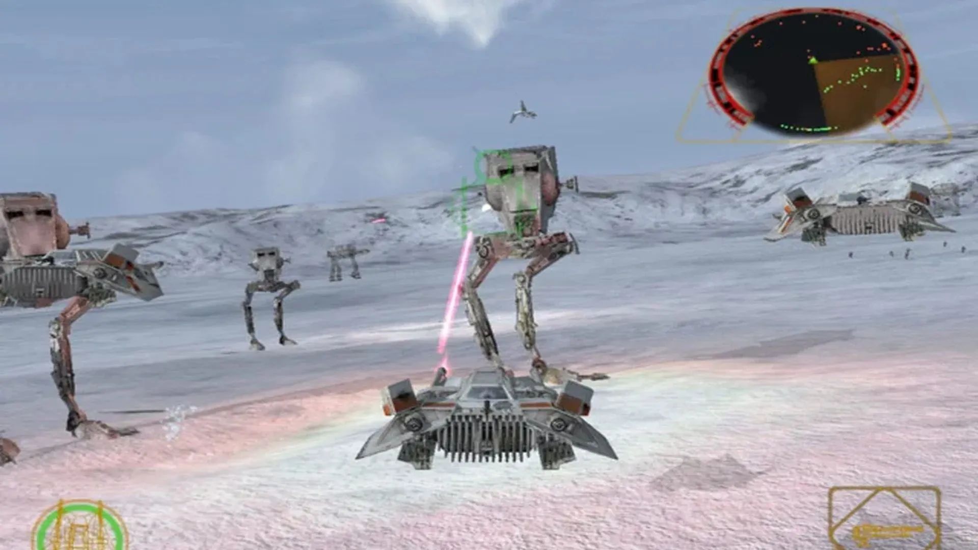 Phi thuyền X-Wing và phi đội đang tấn công tàu Star Destroyer trong Star Wars Rogue Squadron II Rogue Leader