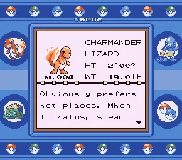 Pokemon Squirtle trong giao diện chiến đấu của Pokemon Blue.
