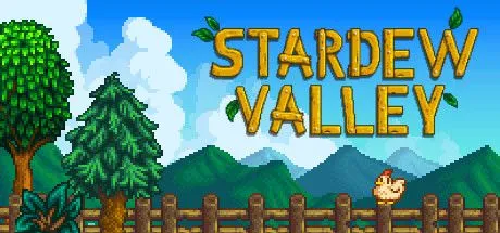 Poster game Stardew Valley với hình ảnh nhân vật đang câu cá trong một buổi chiều hoàng hôn bên bờ biển