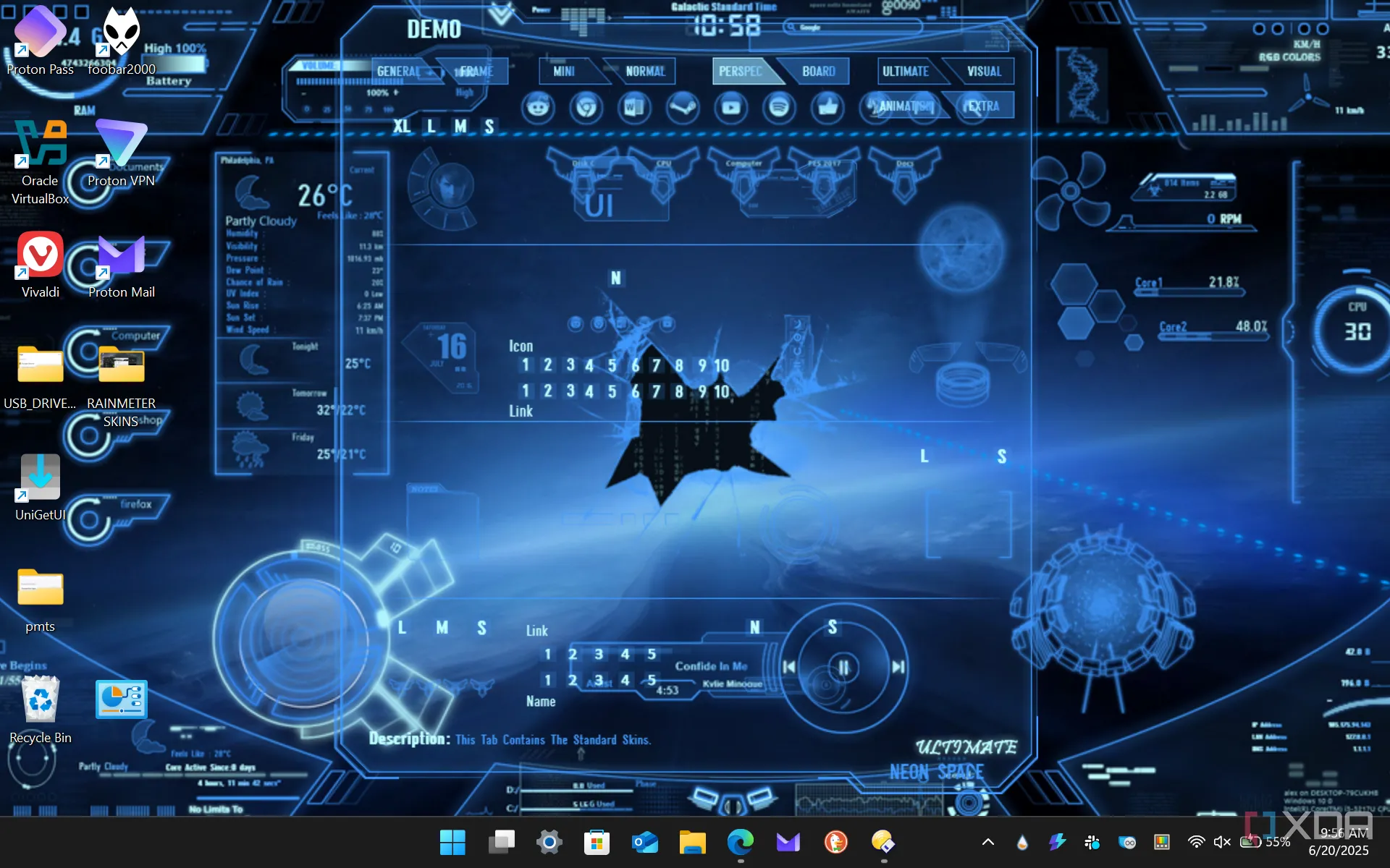 Quá trình cài đặt theme Neon Space Rainmeter