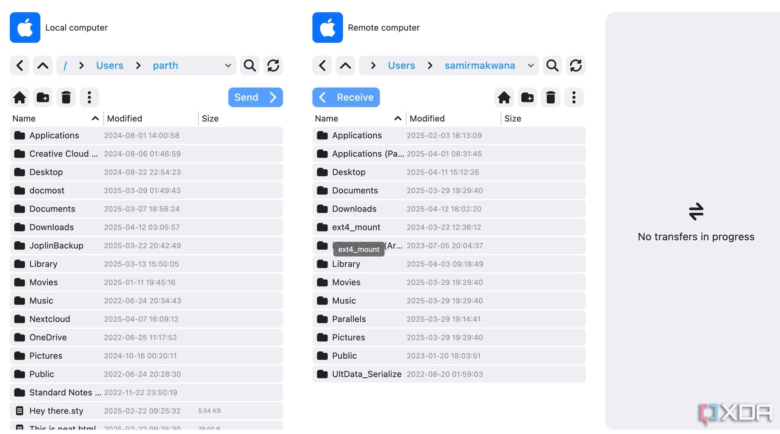 Quá trình truyền tệp giữa các thiết bị thông qua RustDesk
