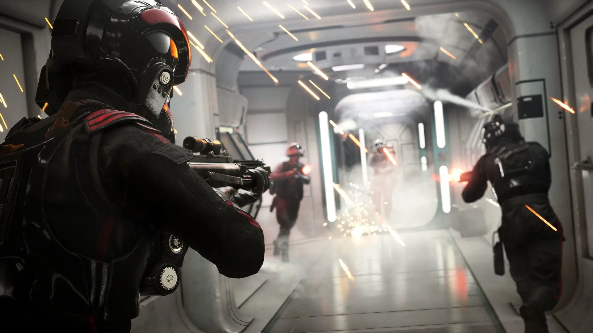 Quân Đế chế và Phe Nổi dậy giao tranh trong hành lang game Star Wars Battlefront 2