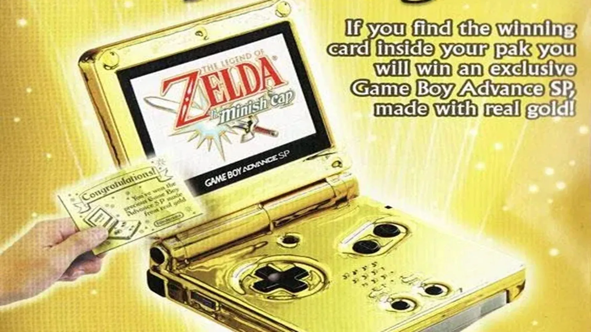 Quảng cáo gốc về cuộc thi Game Boy Advance SP mạ vàng 24K hiếm có