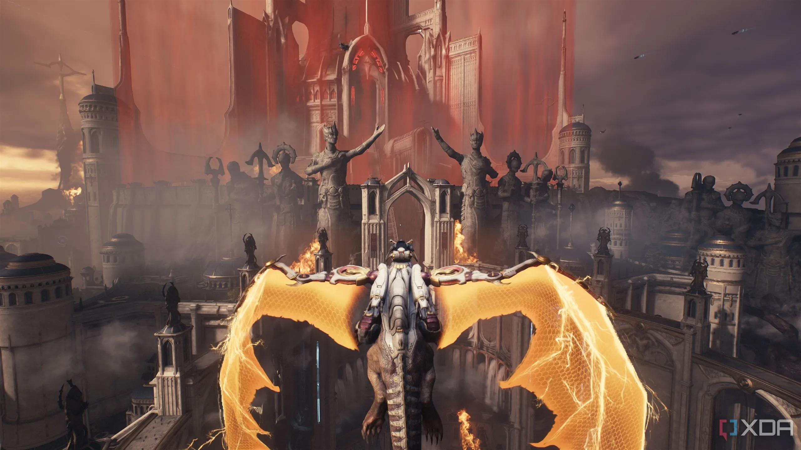 Rồng Serrat bay qua Thành phố Thánh trung tâm trong Doom The Dark Ages