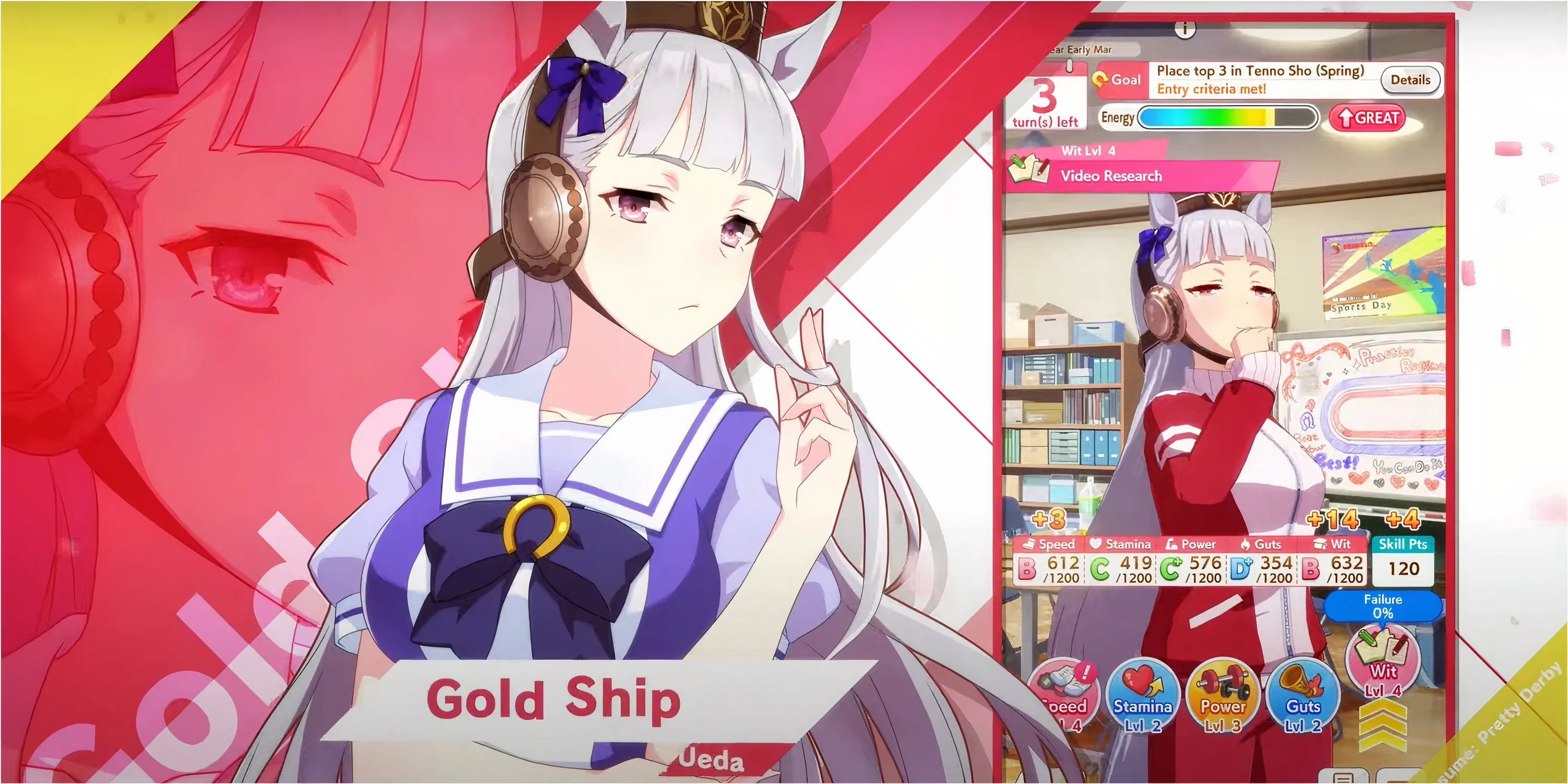 Sân khấu hòa nhạc idol sau cuộc đua trong game Umamusume, nhân vật chiến thắng biểu diễn