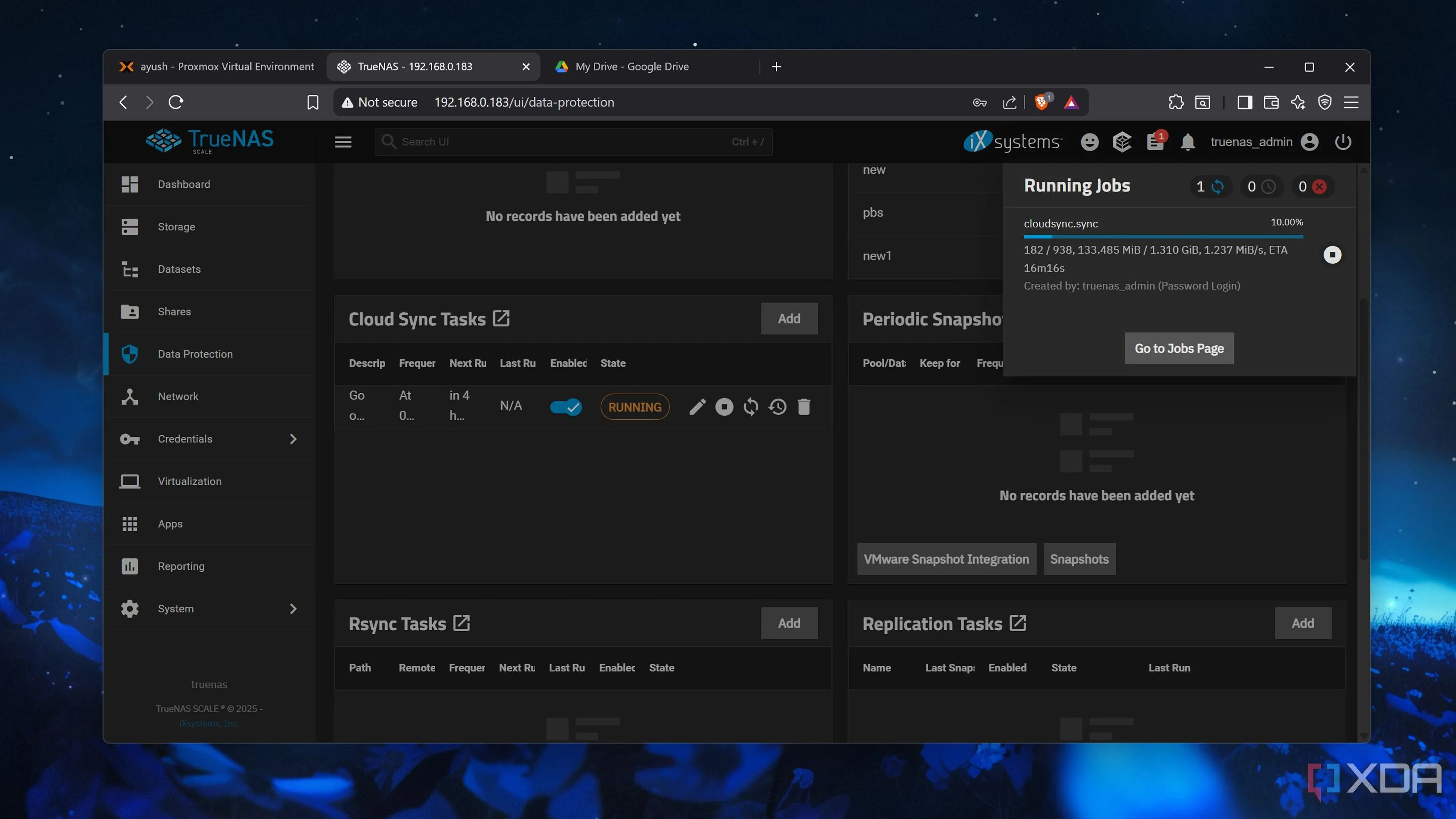 Sao lưu dữ liệu PBS lên Google Drive qua TrueNAS Scale