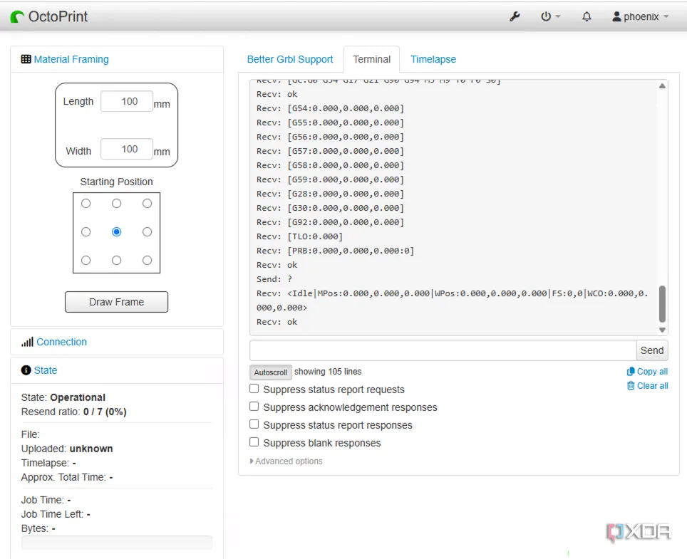 setting up BetterGRBLSupport in OctoPrint