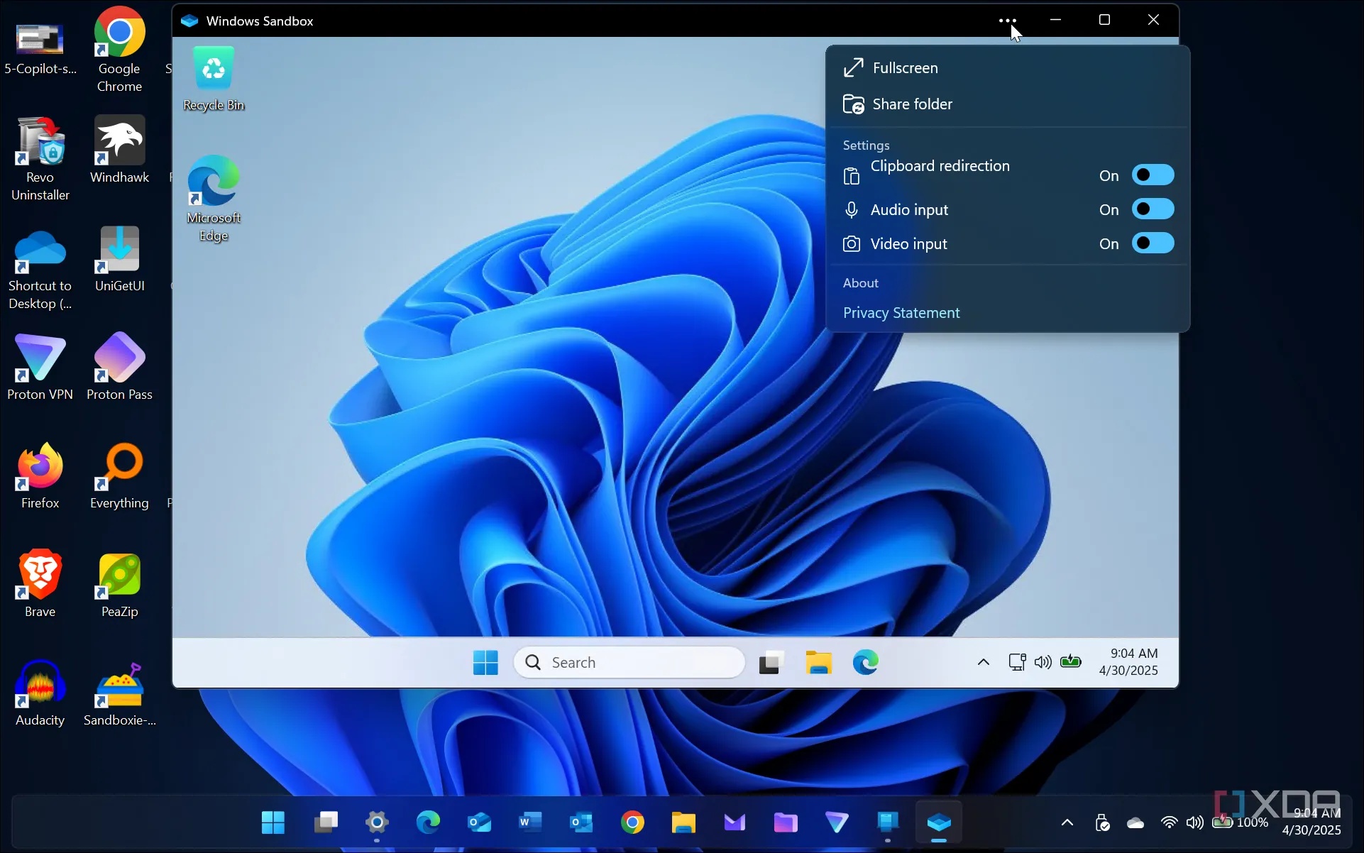Shows Windows Sandbox running on Windows 11