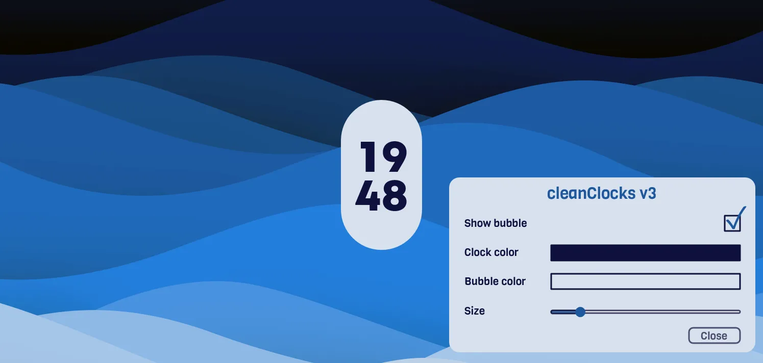Skin CleanClocks V3 Rainmeter hiển thị các tùy chọn màu sắc