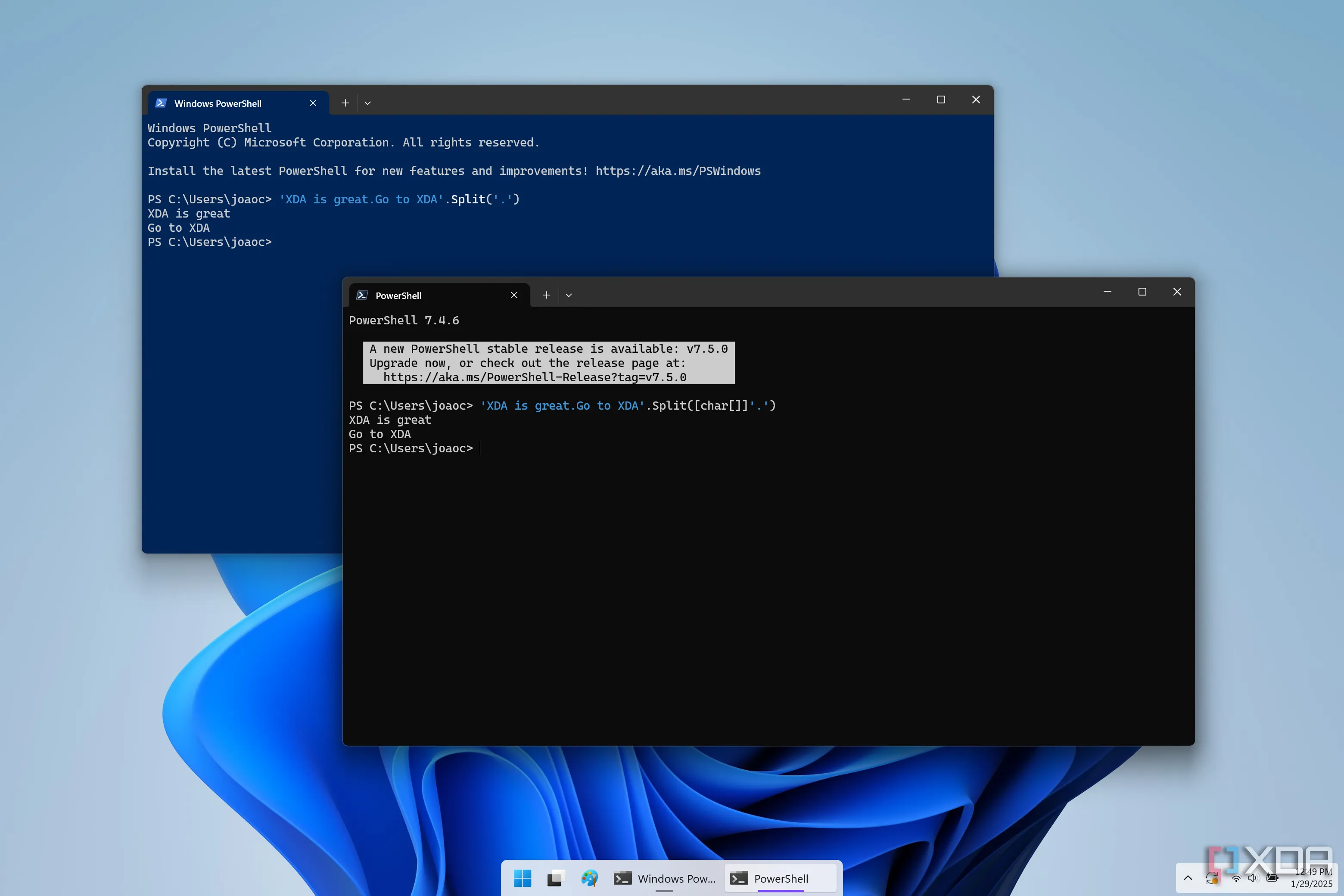 So sánh giao diện PowerShell và Windows PowerShell