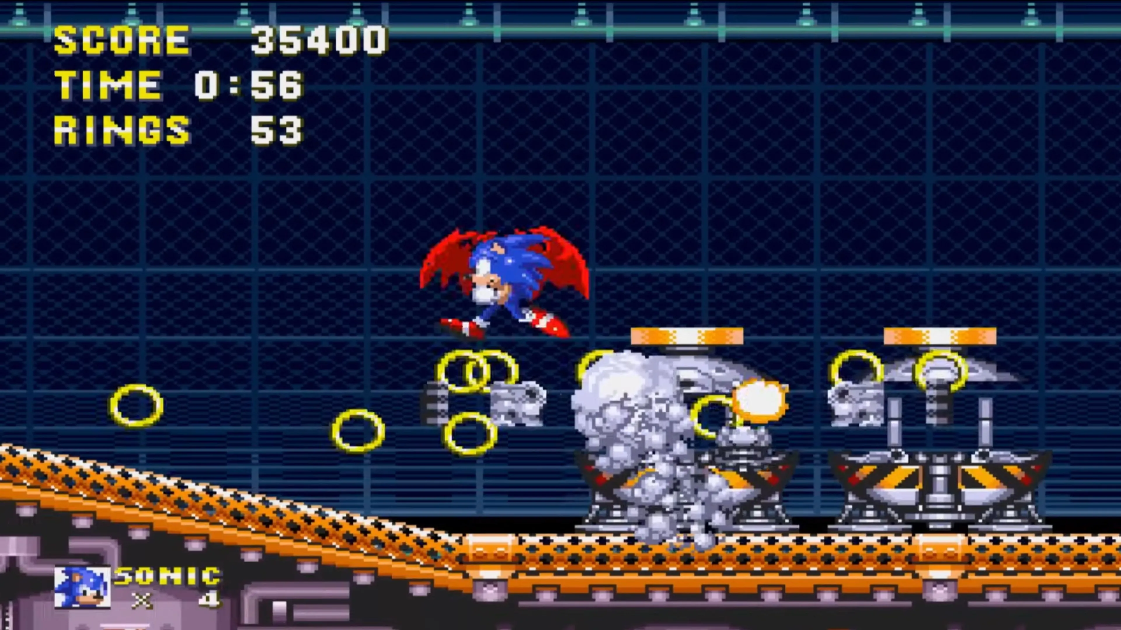 Sonic và Tails cùng nhau vượt qua các chướng ngại vật trong tựa game Sonic &amp; Knuckles kinh điển trên Sega Genesis