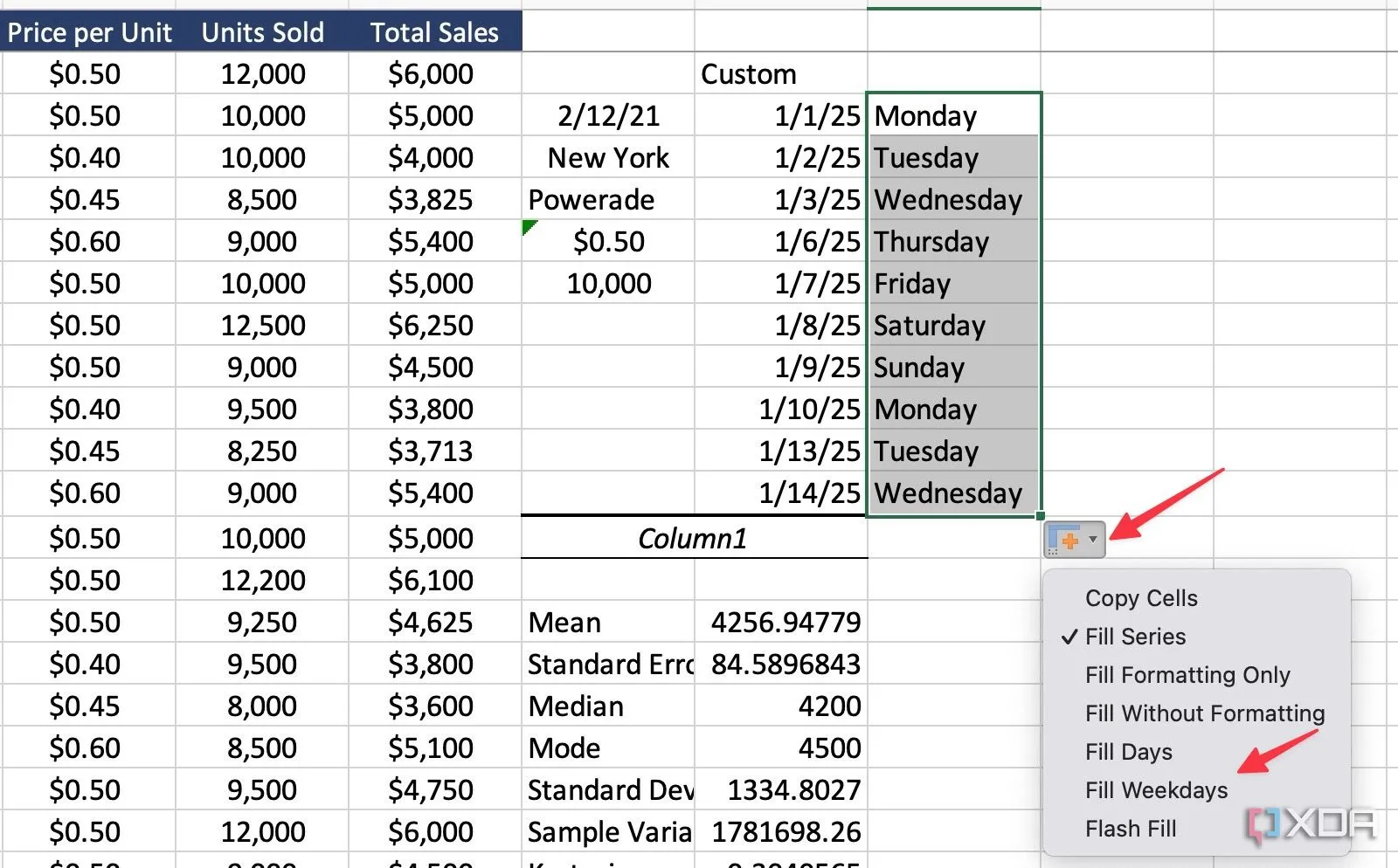 Sử dụng tính năng điền tự động theo mẫu (Pattern Fill) trong Excel