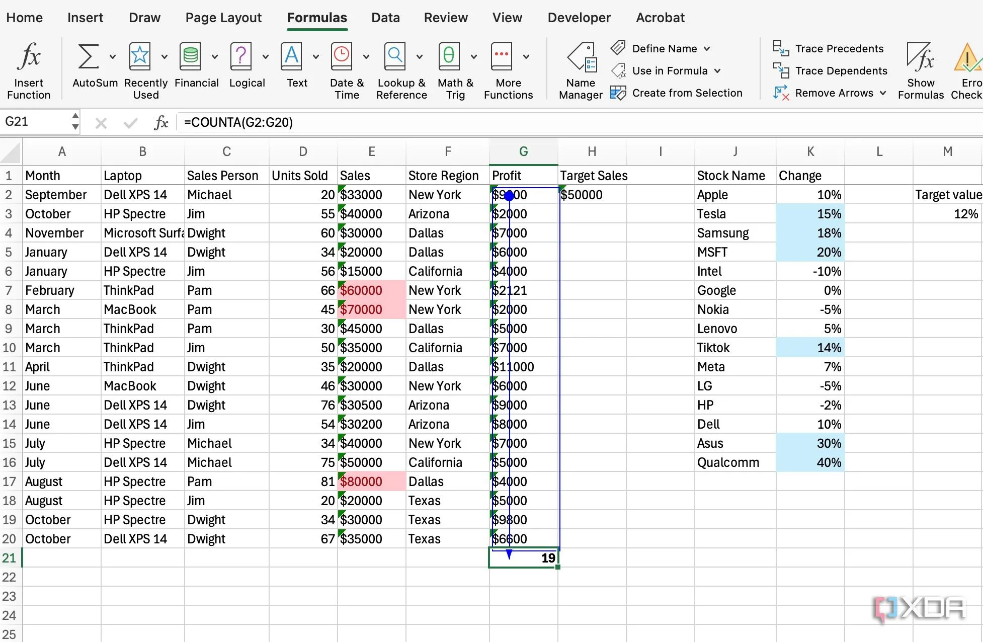 Sử dụng tính năng Trace Precedents để truy vết nguồn dữ liệu công thức Excel