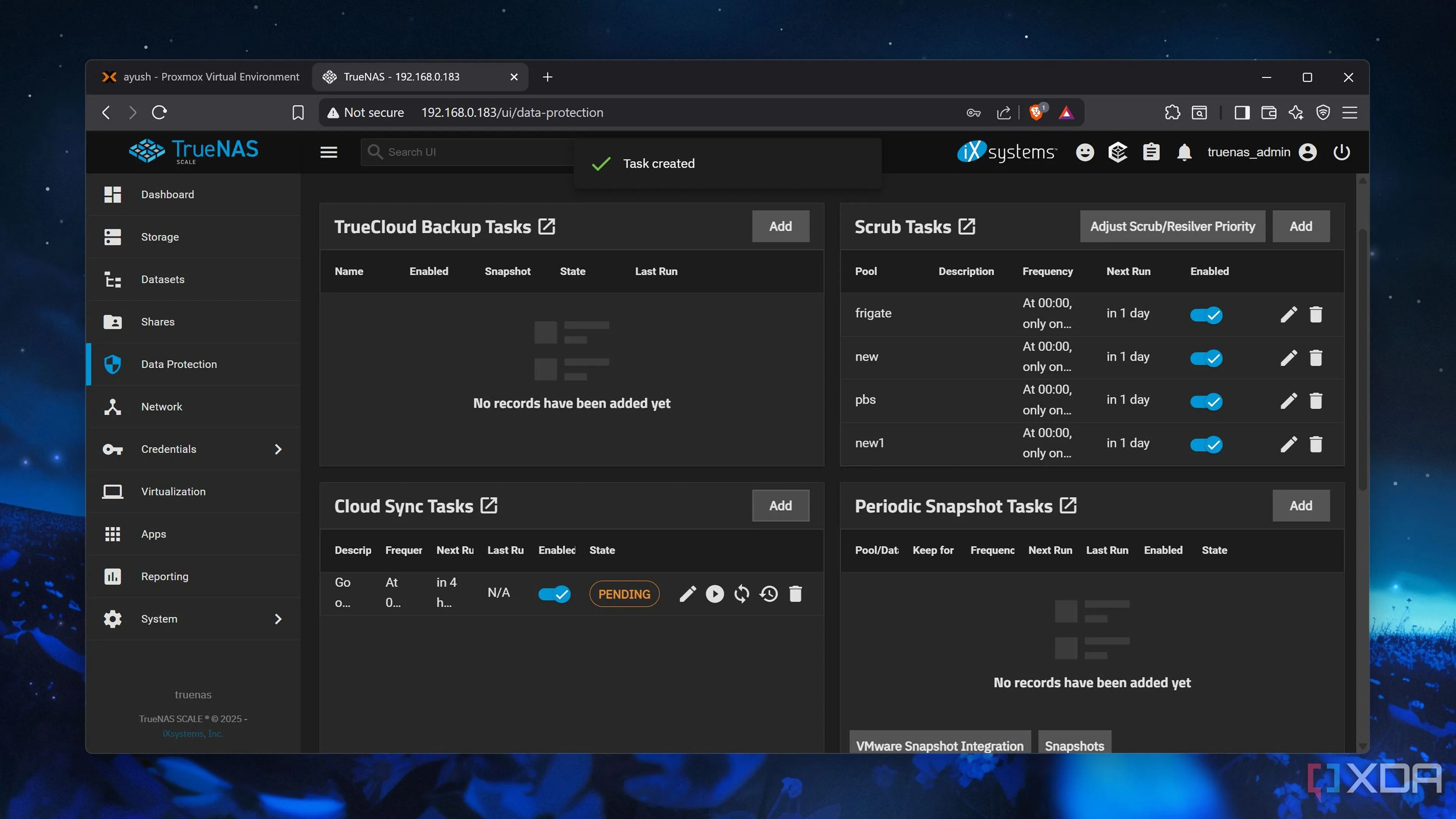 Tác vụ đồng bộ TrueNAS Scale đang chờ