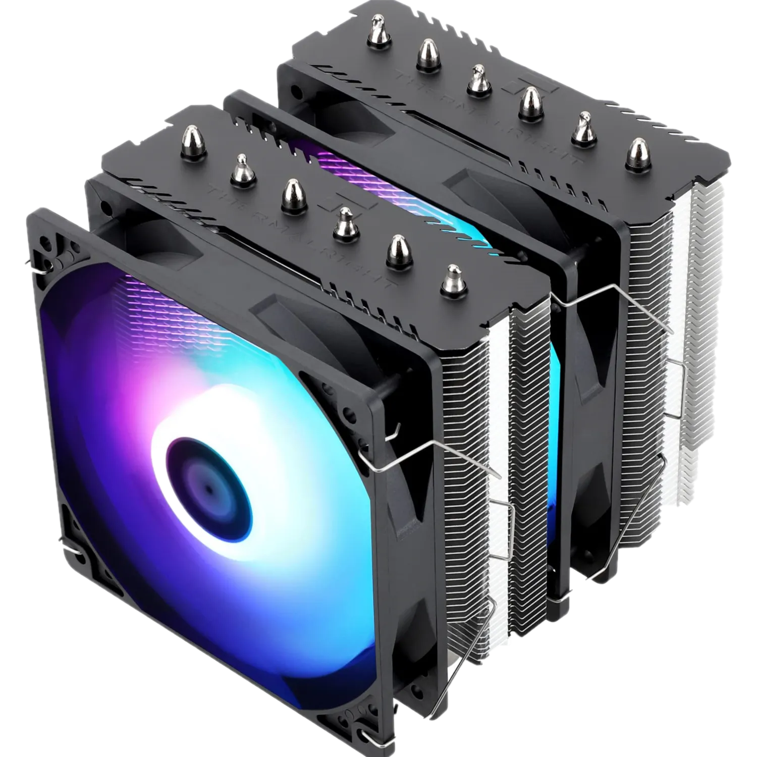 Tản nhiệt khí Thermalright Peerless Assassin 120 SE ARGB màu trắng với quạt có đèn LED, mang lại vẻ ngoài ấn tượng.