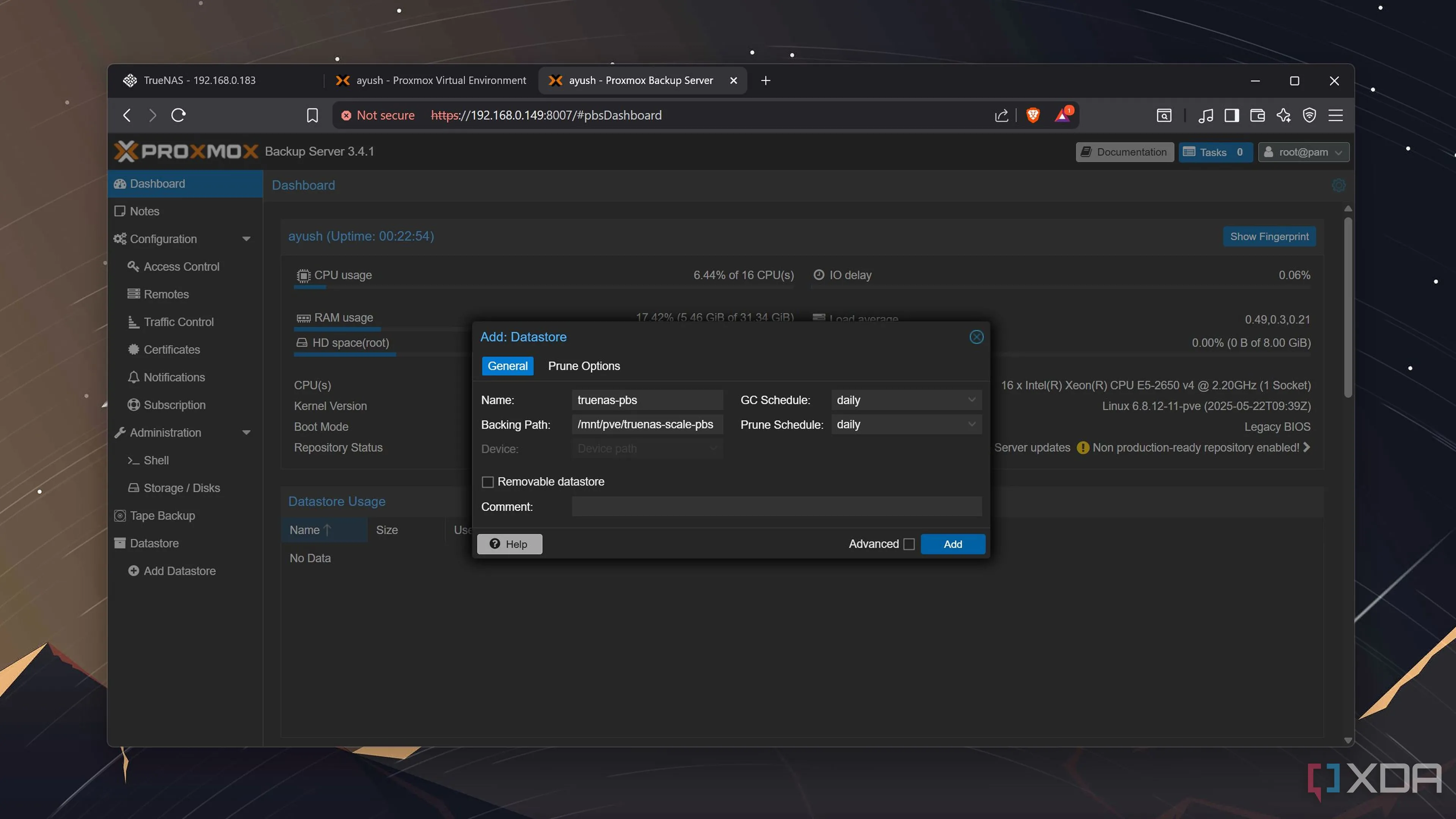 Tạo Datastore trên PBS