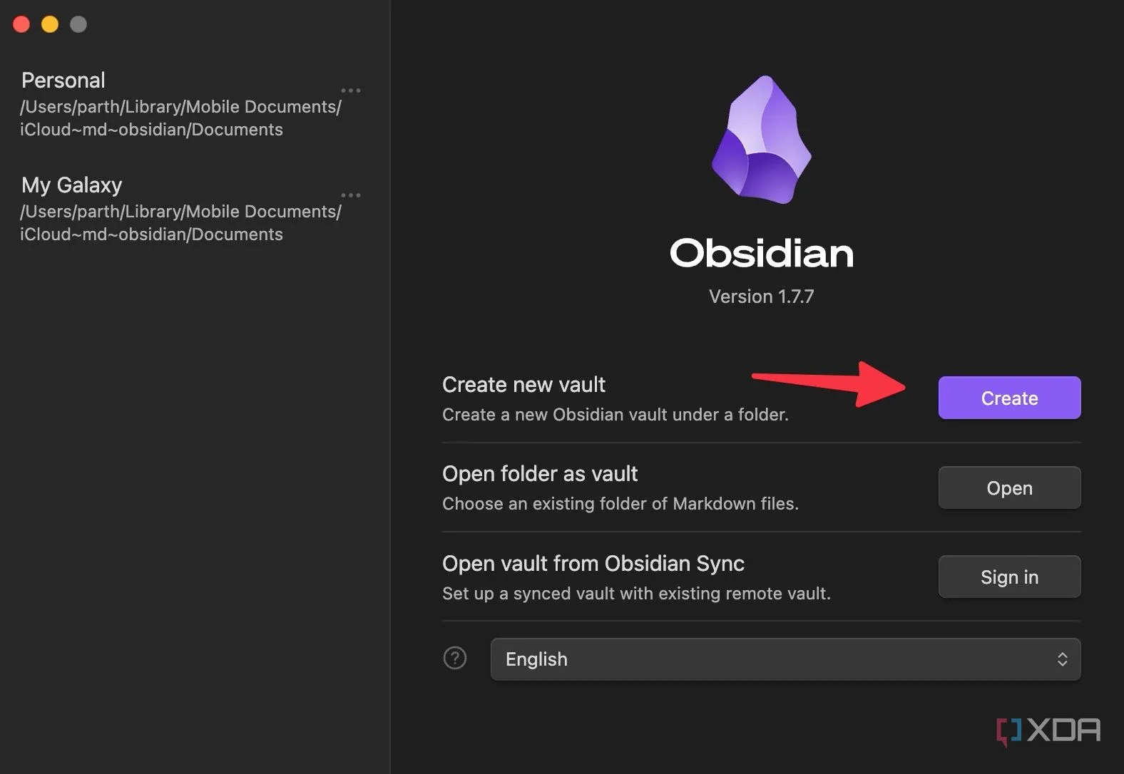 Tạo vault mới trong Obsidian để lưu trữ dữ liệu cá nhân