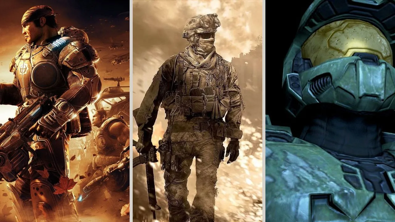 Tập hợp các hình ảnh chủ đạo từ Halo 3, Modern Warfare 2 và Gears of War 2, những tựa game bắn súng kinh điển trên Xbox 360
