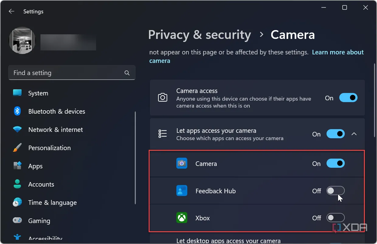 Tắt quyền truy cập webcam của ứng dụng trên Windows 11