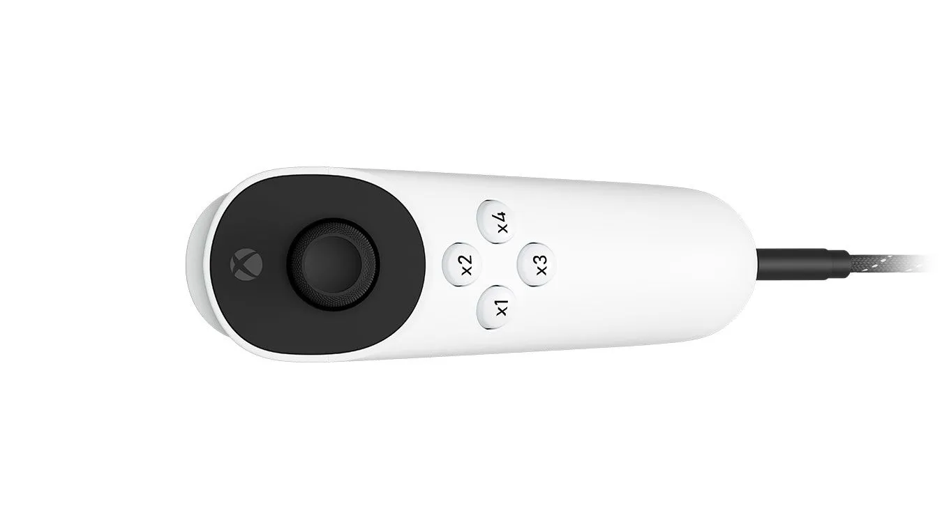 Tay cầm Xbox Adaptive Joystick màu đen với các nút chức năng