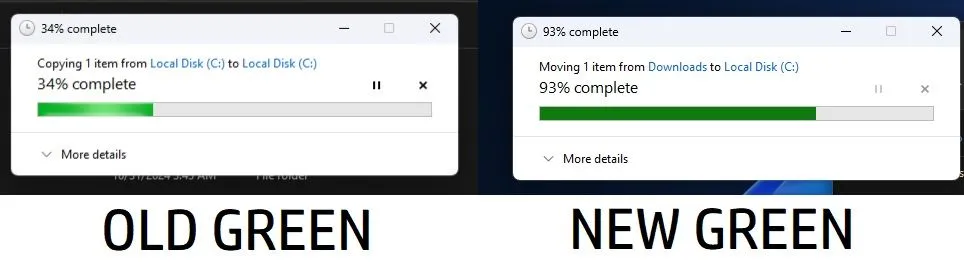 Thanh tiến trình lưu trữ và chuyển tệp mới trong File Explorer Windows 11