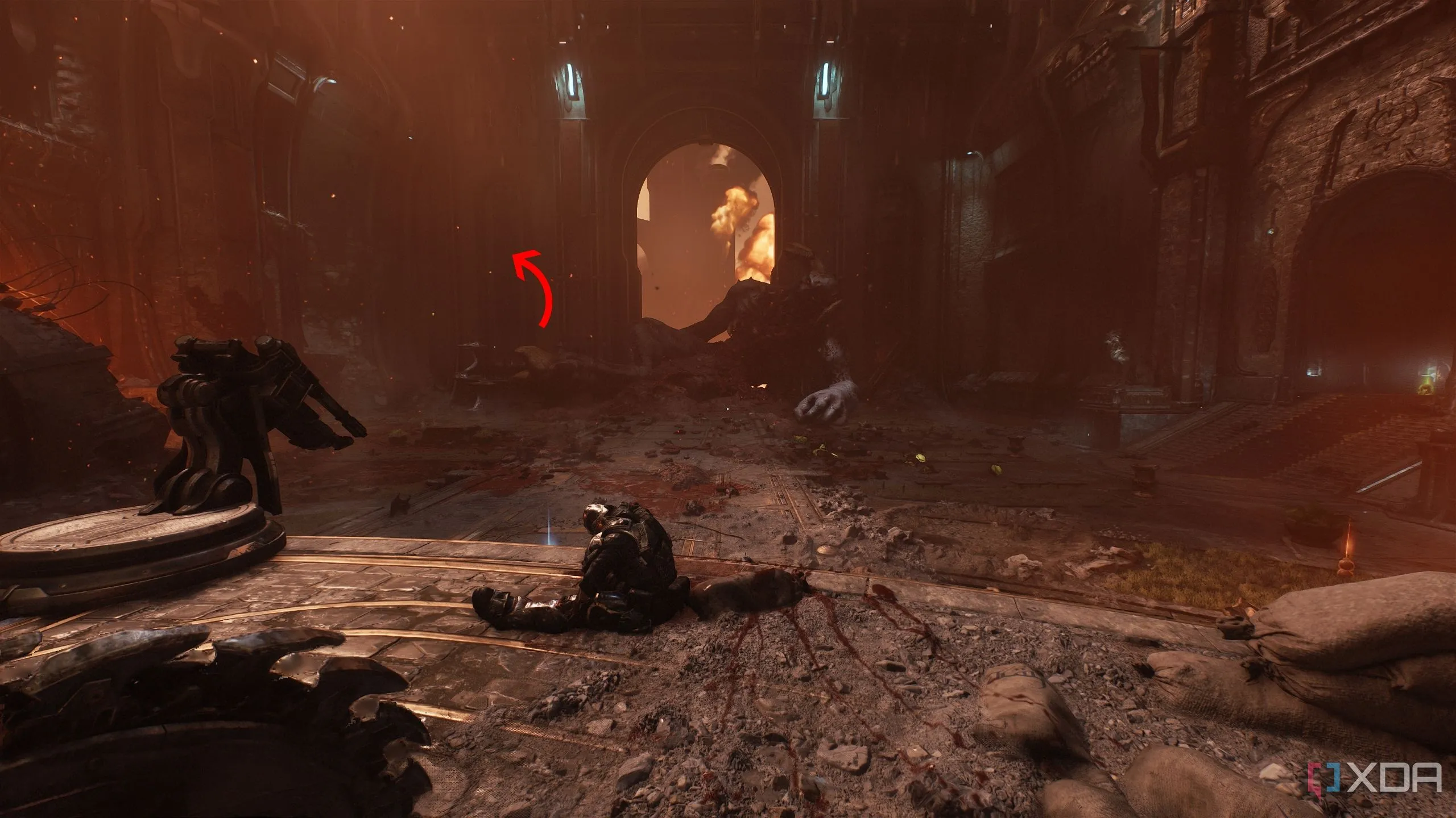 Thi thể khổng lồ của quỷ Titan đã bị Doom Slayer đánh bại trong Chapter 7 Doom The Dark Ages